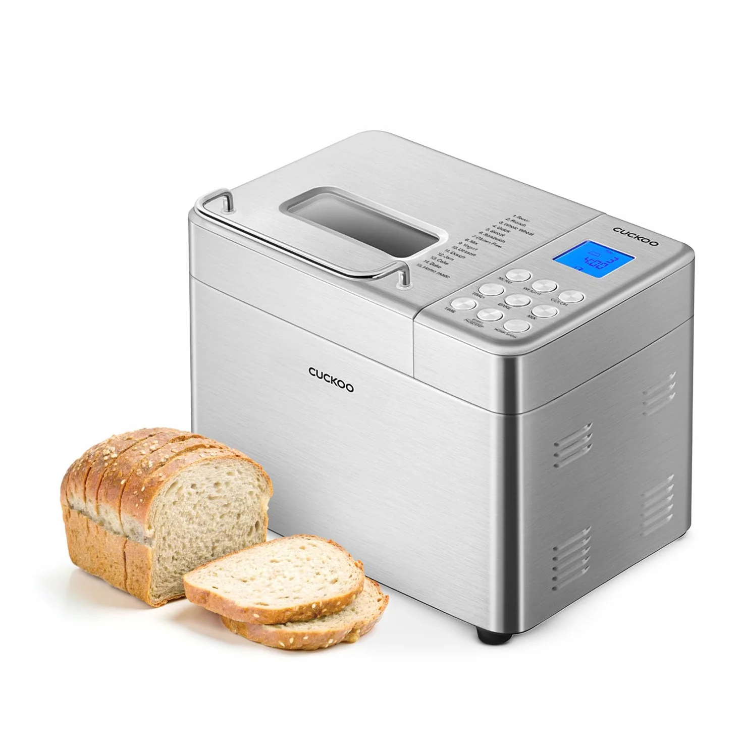 CUCKOO 2 lb. Bread Maker Machine with Auto Dispenser, CBM-AAB101S | 15 Menu Options, 3 Crust Colors, Fruit and Nut Dispensing, 6 Accessories, Sourdough Baking