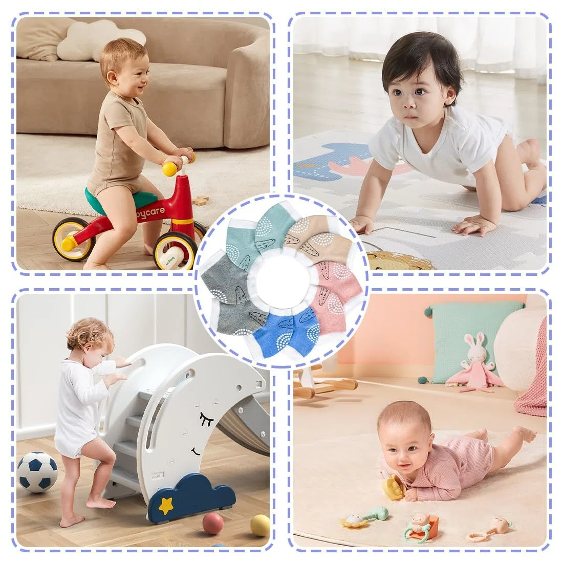 Knieschoner Baby Krabbeln, Rutschfeste Krabbel-Knieschoner