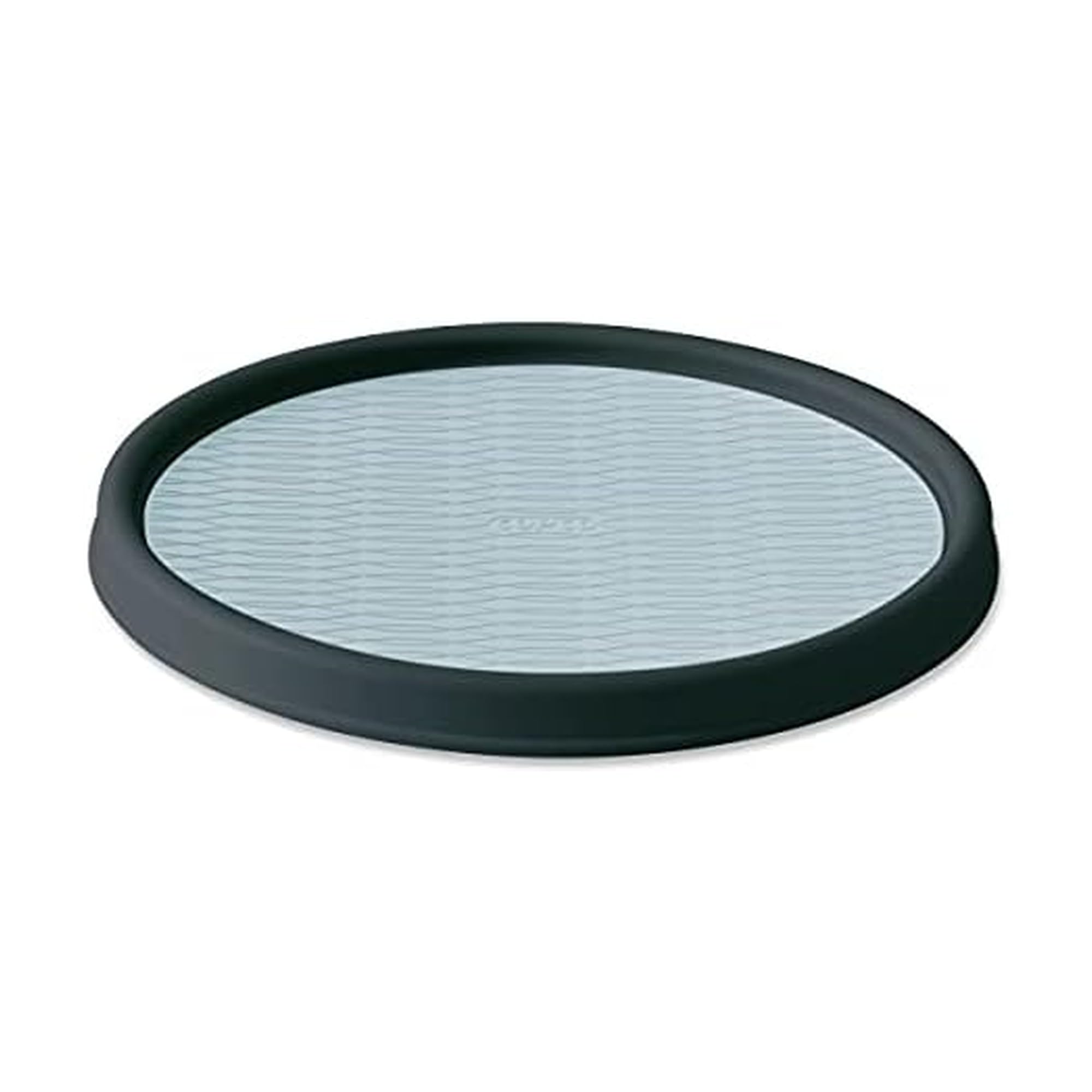 Elevated 12-Inch Rotating Storage Turntable, White & Aqua