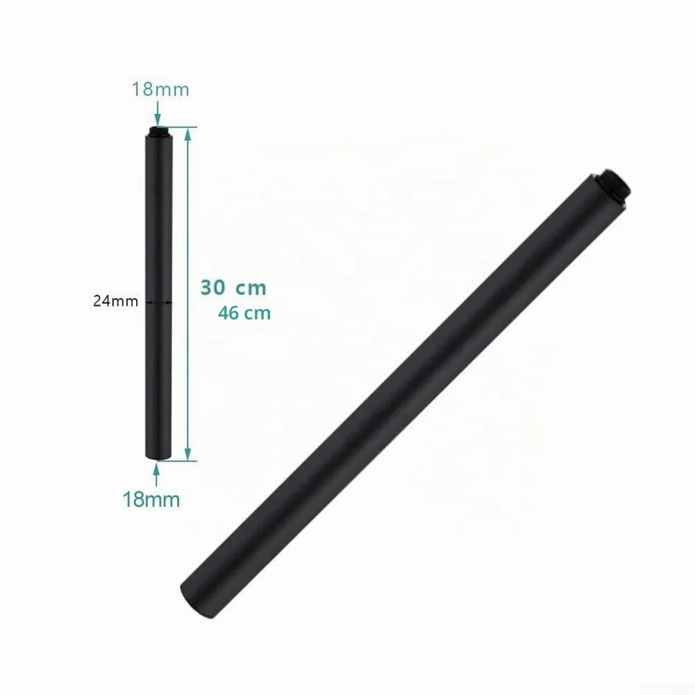 Duschsystem-Verlängerungsstange, 30 cm, Edelstahl, Dusch-Verlängerungsrohr, Badezimmer-Duschrohr-Kopf-Verlängerung, verchromt, Schwarz