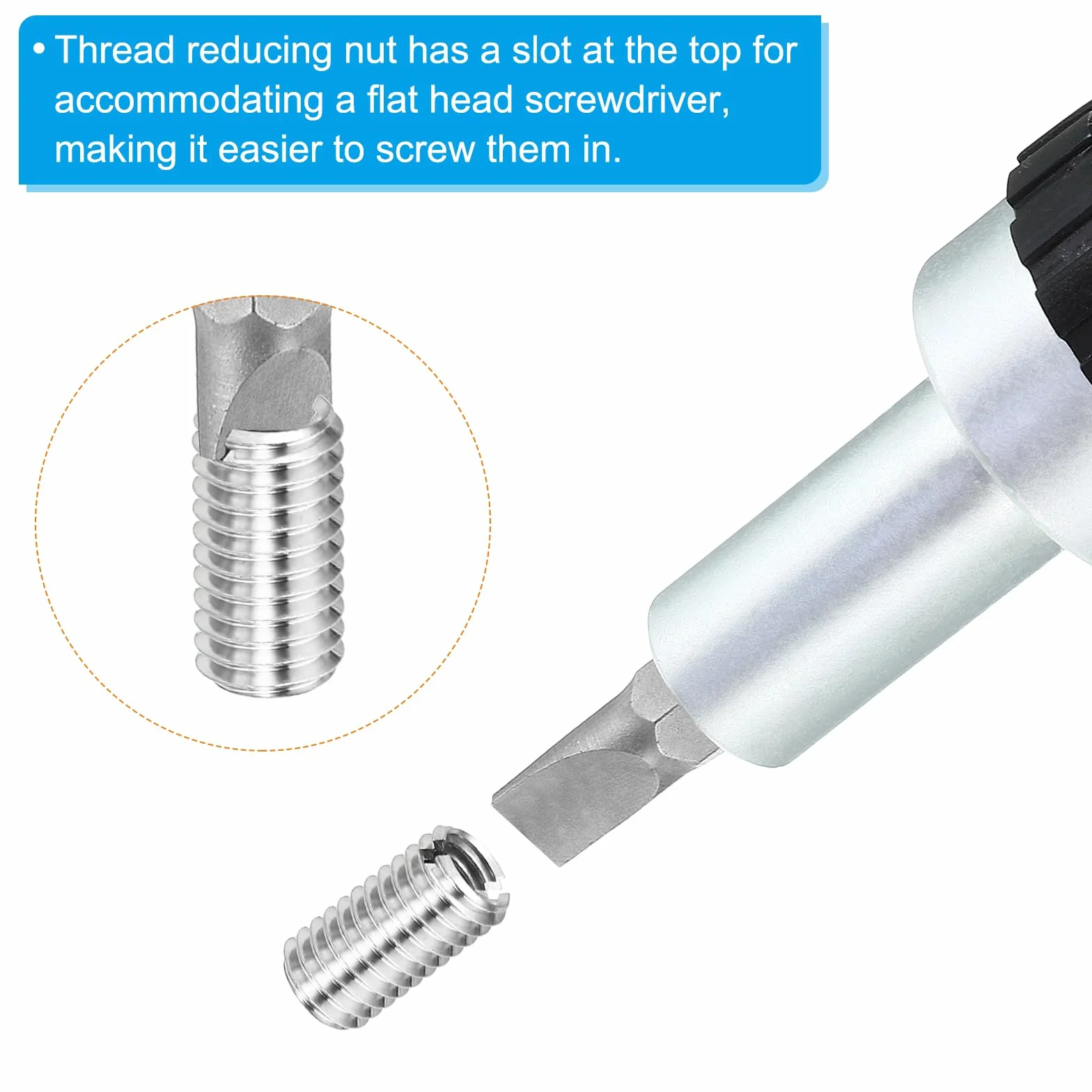 PATIKIL 5 Stück Gewindeeinsatz, M14 auf M10 x 20 mm Edelstahl Reduziermutter Gewindehülse, Schlitzen gewindeadapter m14 m10 Gewindeeinsätze hülse reduziermutter, gewinde reparatur