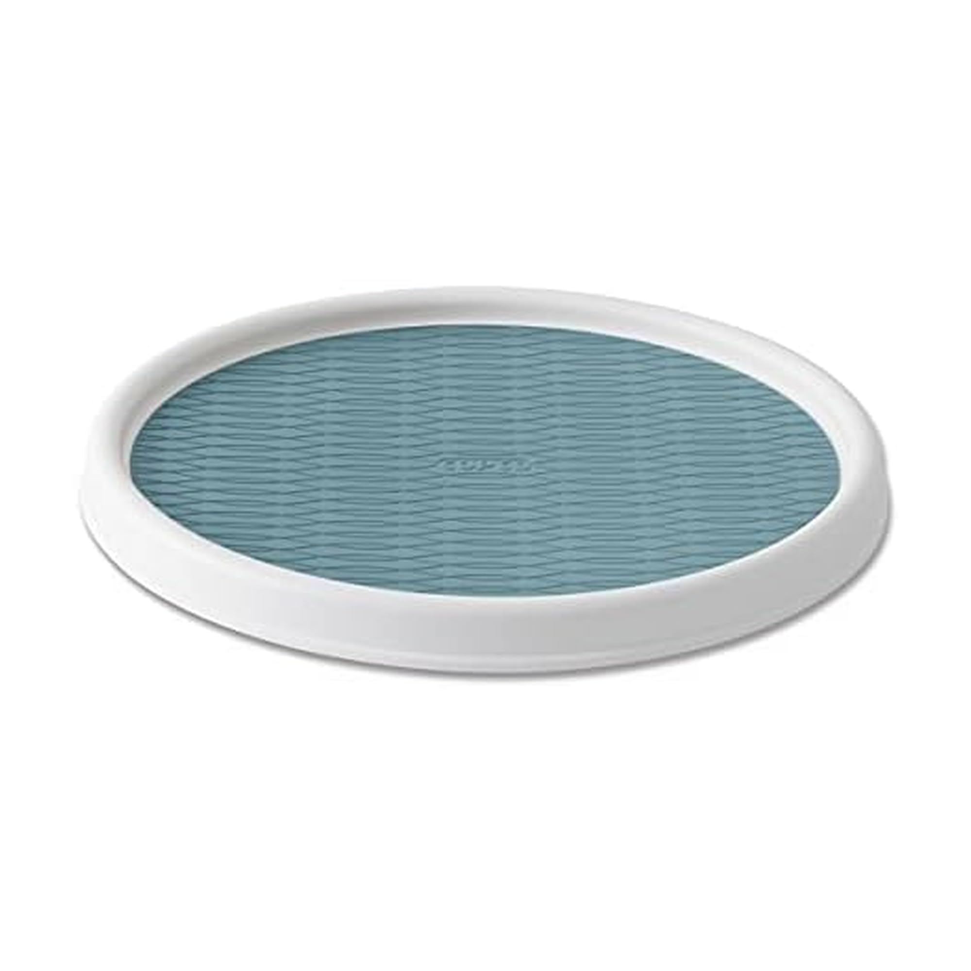 Elevated 12-Inch Rotating Storage Turntable, White & Aqua