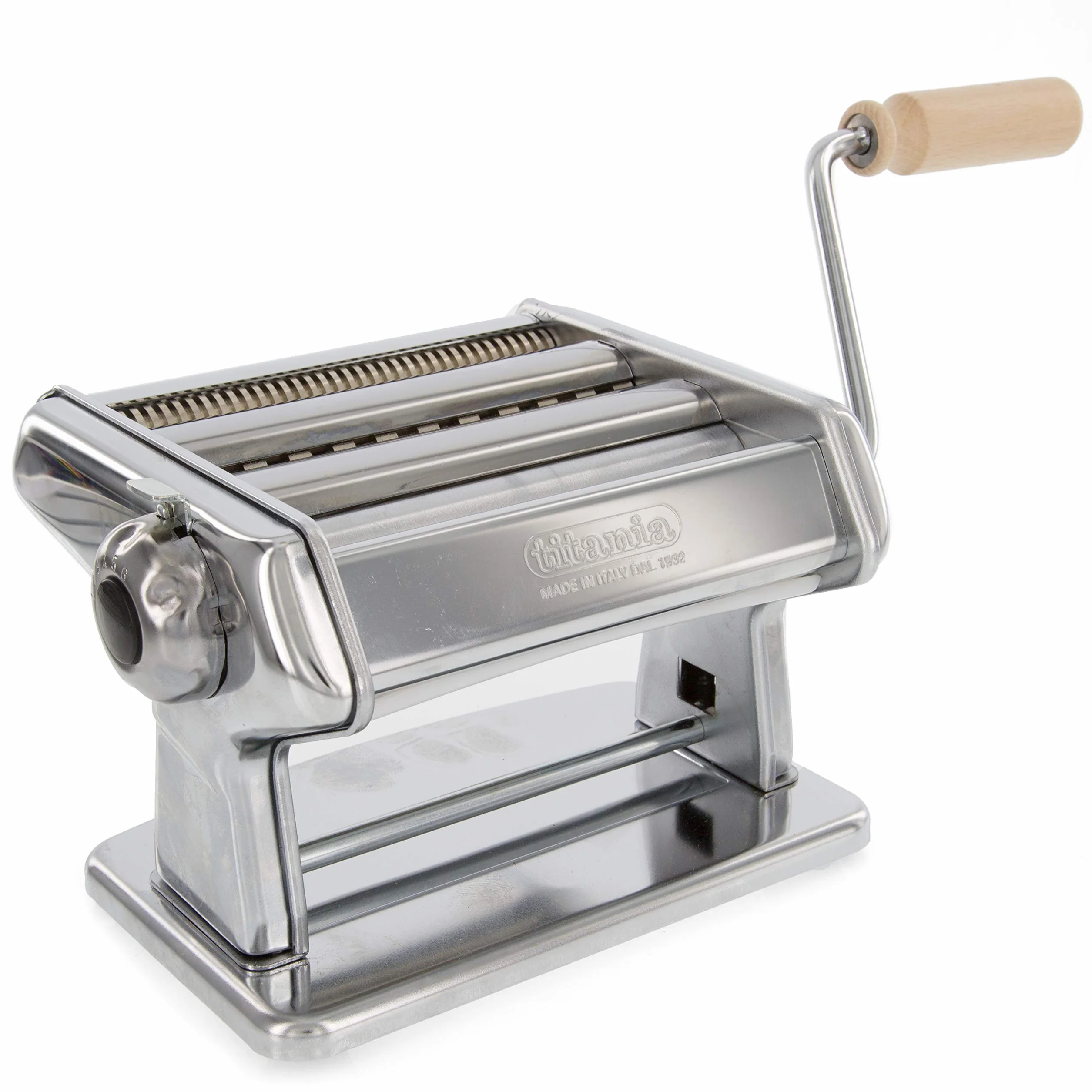 Pasta Maker Machine by Imperia- Heavy Duty Steel Construction w Easy Lock Dial and Wood Grip Handle- Model 190