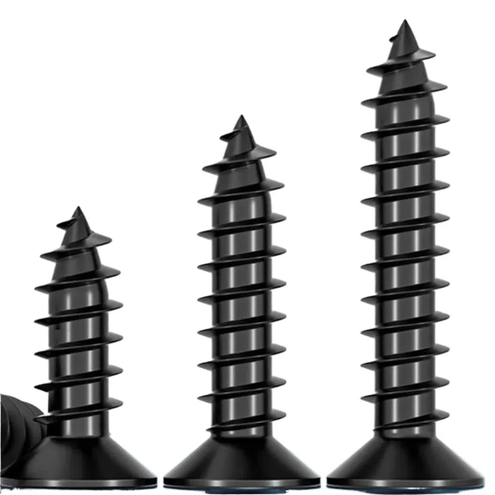 M3-M5 304 Edelstahl, Schwarze Farbe, Sechslappen-Stift mit flachem Senkkopf, Diebstahlsicherung, selbstschneidende Holzschraube(25mm,M3 50PCS)