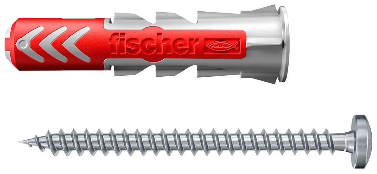 fischer DuoPower 6 x 30 S PH, Universaldübel mit Panheadschraube, 2-Komponenten-Dübel, Kunststoffdübel zur Befestigung in Beton, Ziegeln, Stein, Gipskarton uvm., 50 Dübel + 50 Schrauben