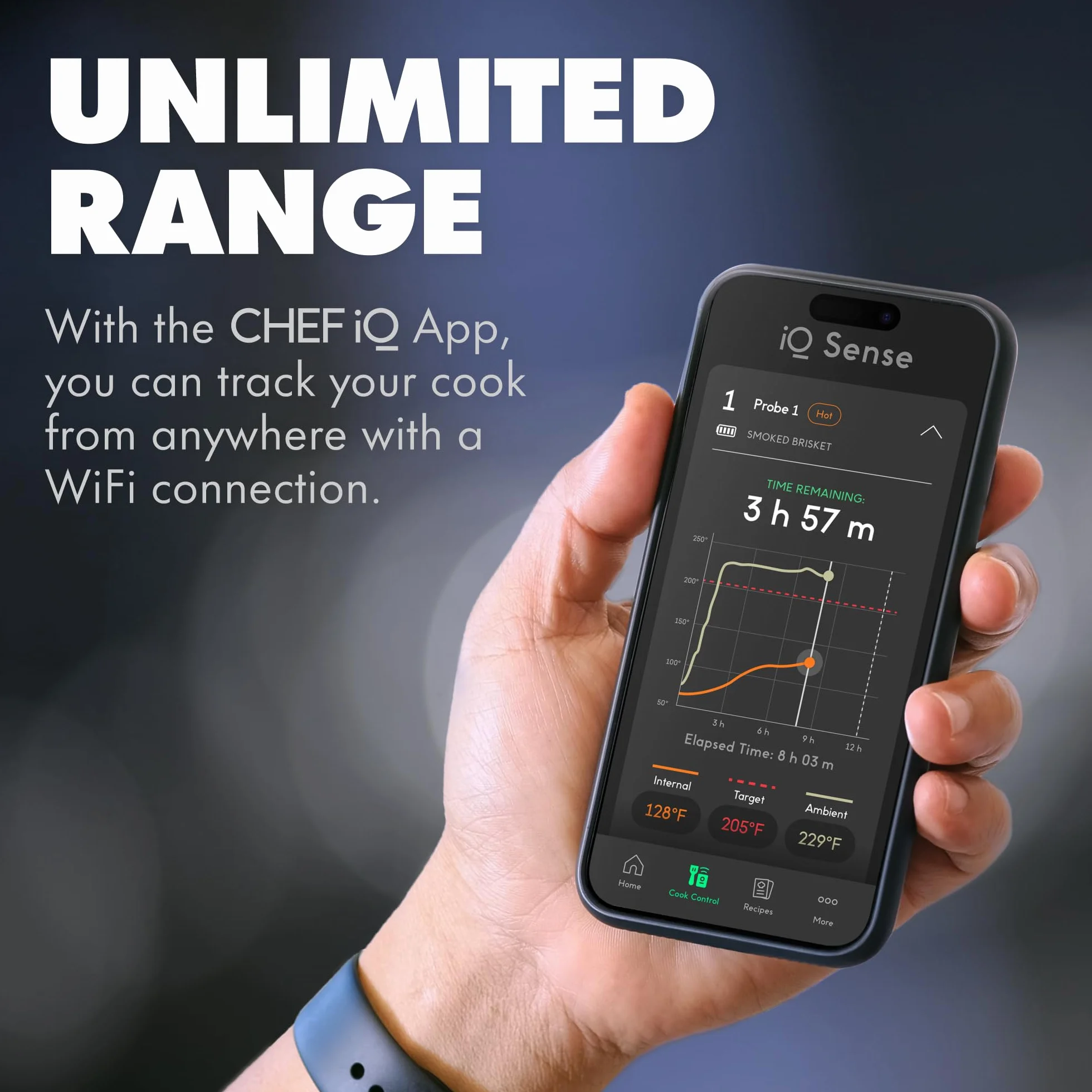 Smart Wireless Meat Thermometer | 2 Ultra-Thin Probes | WiFi Unlimited Range | 1000°F Heat Safe | 5 Sensors | BBQ, Grill, Oven, Smoker, Air Fryer | Gen3