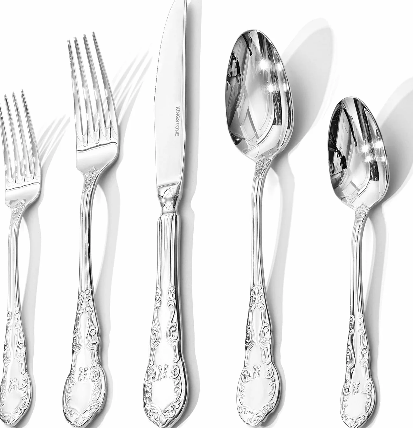 40-Piece Vintage Silverware Set, 18/10 Stainless Steel Flatware | Retro Utensils, Cutlery Set, Mirror Polished Finish, Dishwasher Safe, for Home, Wedding & Housewarming Gift