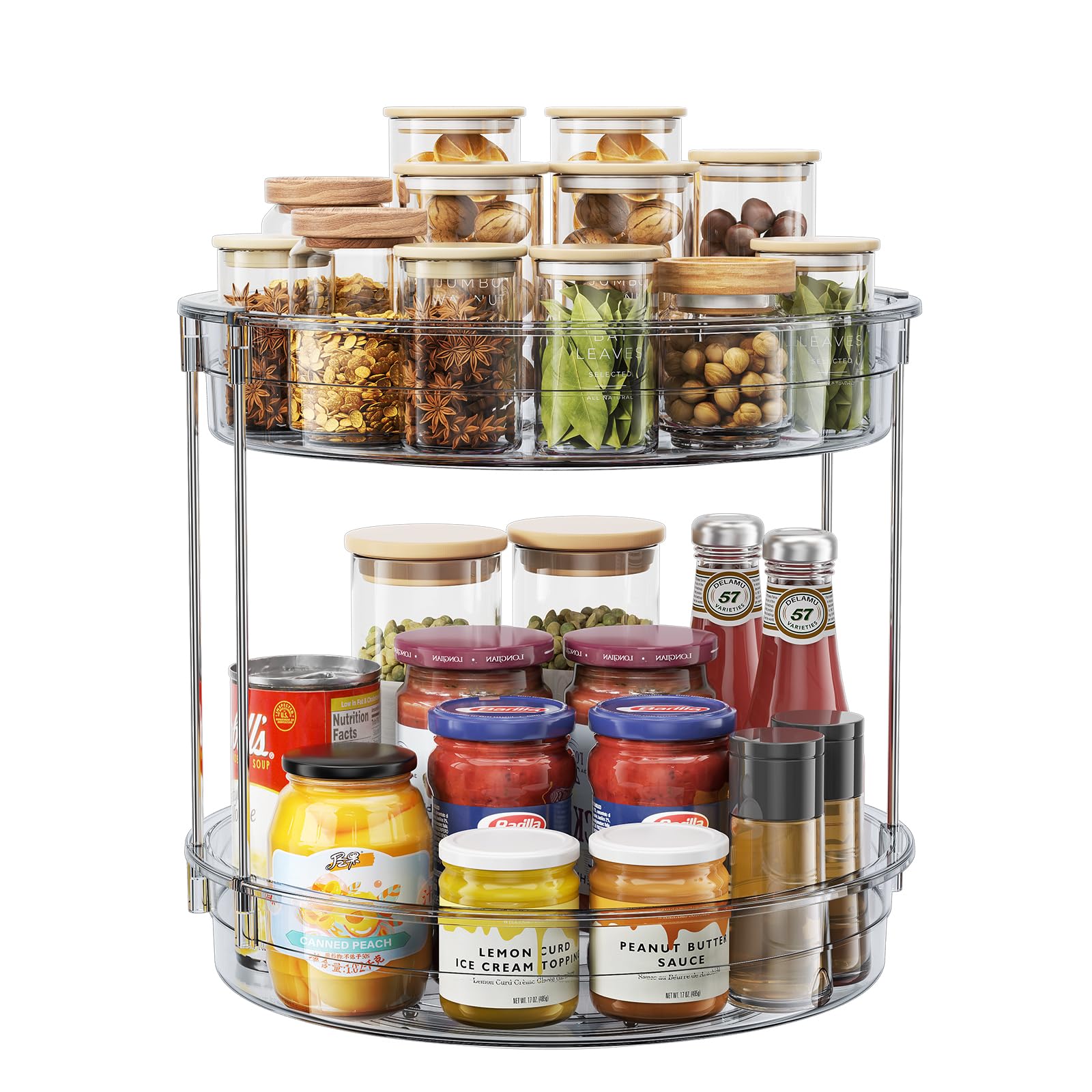 Elegant Two-Tier Rotating Organizer, Grey