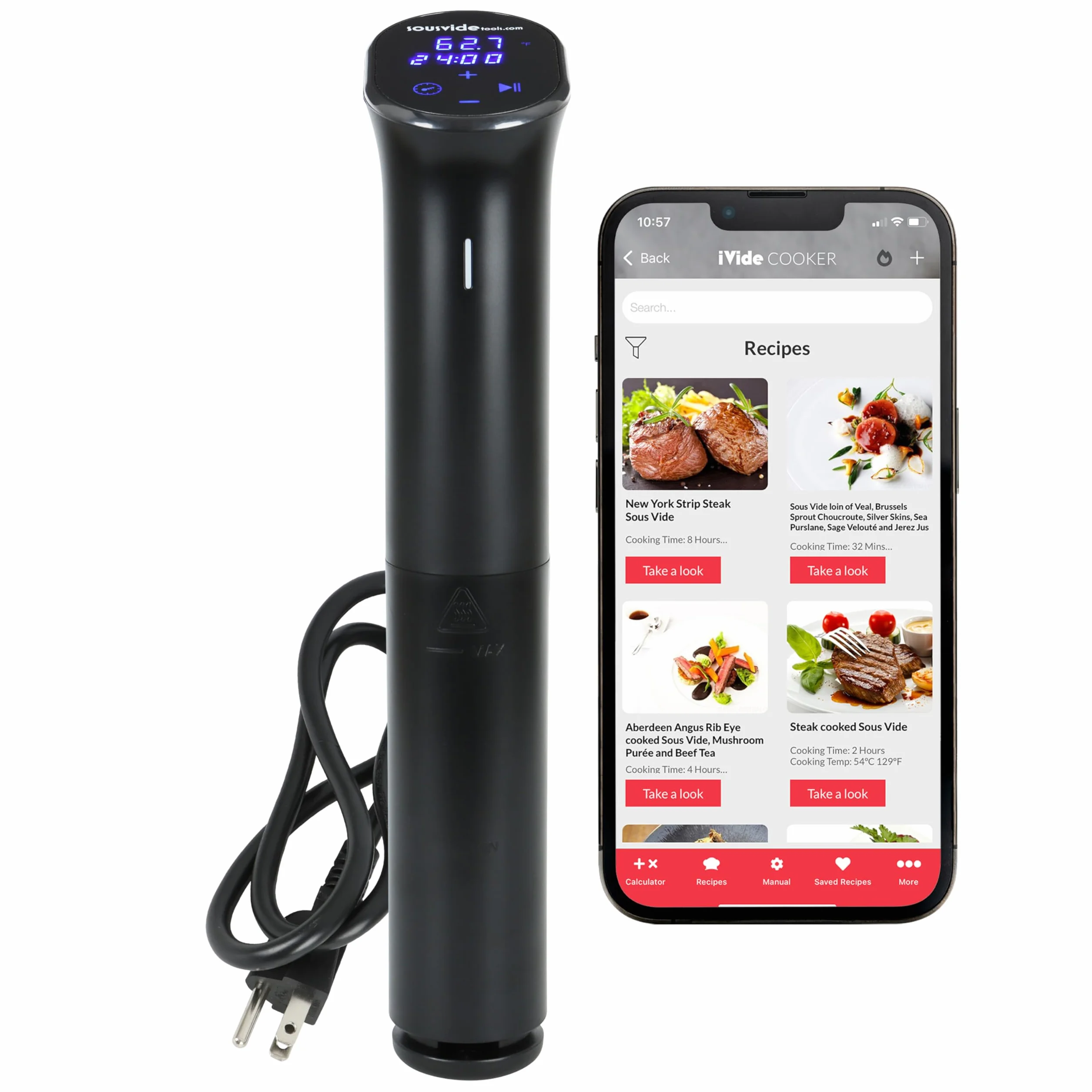 2.0 WiFi Sous Vide Immersion Circulator 1200W | Sous Vide Machine with ±0.1°C Precision Temperature Control – 600+ Guided Recipes – 42dB Quiet Operation – 30L Capacity