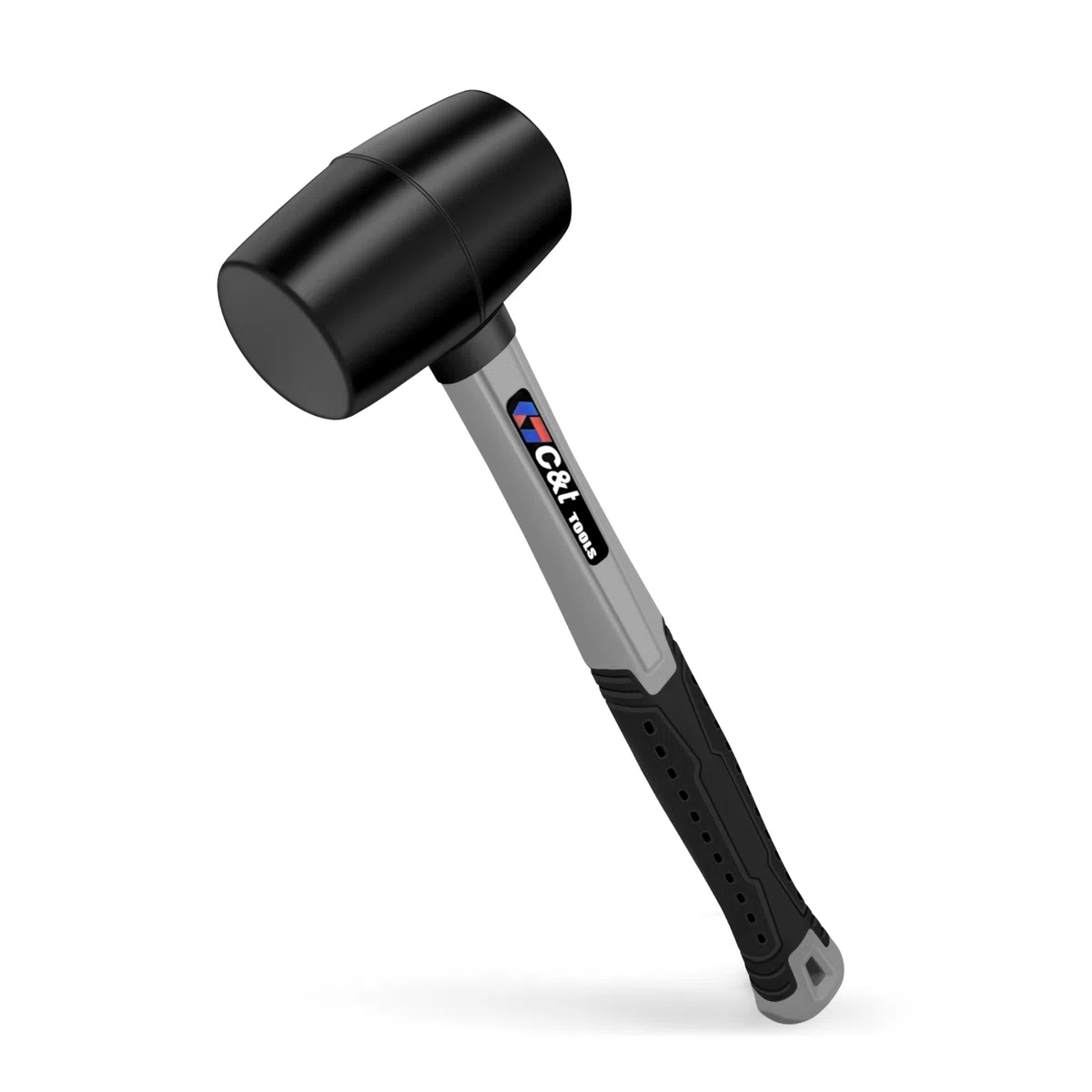C&T Gummihammer Schwarz 450 g D=55 mm – Mit Rutschfestem Softgriff Aus Glasfaser Und Ergonomischem Design Geeignet Für Die Verwendung Auf Fliesen Und Möbeln Ohne Spuren Zu Hinterlassen.