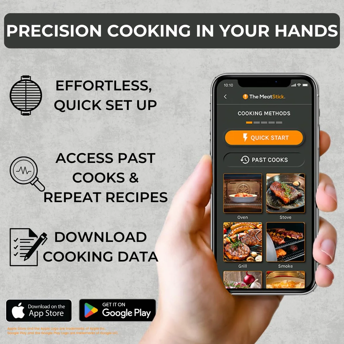 MeatStick 4X Bluetooth Wireless Meat Thermometer, 650ft+ Range Grill Probe | 4 sensors, 572°F ambient rating, 70+ hr battery. Built for big cuts and long smokes. For Grilling, Smoker, Oven, BBQ