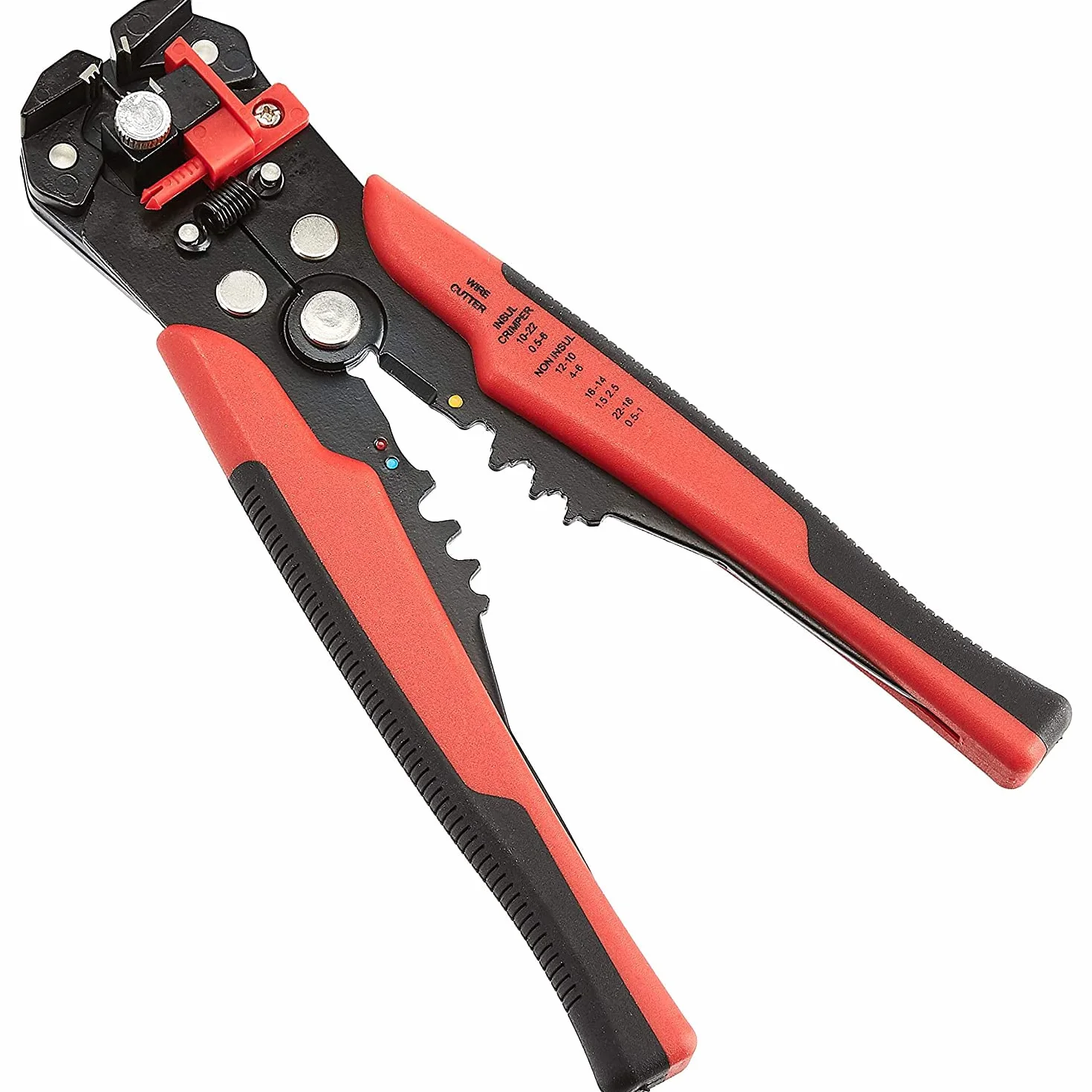 Amazon Basics Selbstjustierende Abisolierzange, Schwarz/Rot