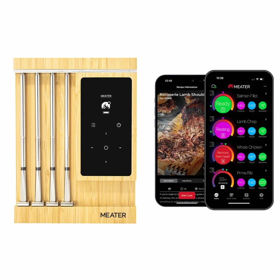Pro XL WiFi & Bluetooth Meat Thermometer, 4-Probe, 1000°F, Accurate | Bluetooth & WiFi, 1000°F heat resistance, certified accuracy. For BBQ, oven, grill, smoker, air fryer, sous vide, deep fryer.