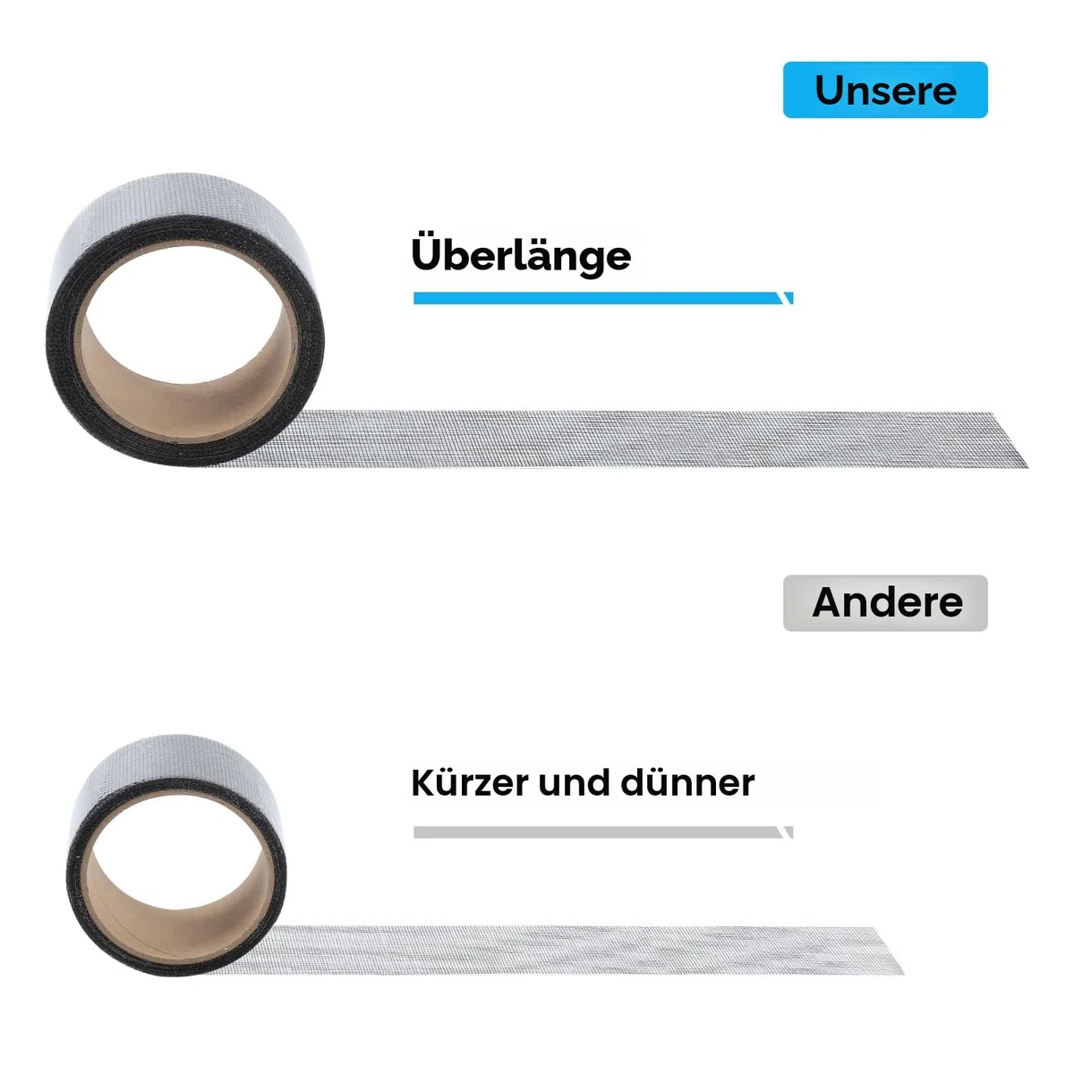 Secopad Fliegengitter Reparatur Klebeband, 5 cm x 9 m Fliegengitter Reparatur Set, Wasserdichtes Netz-Reparaturpflaster, Schwarz