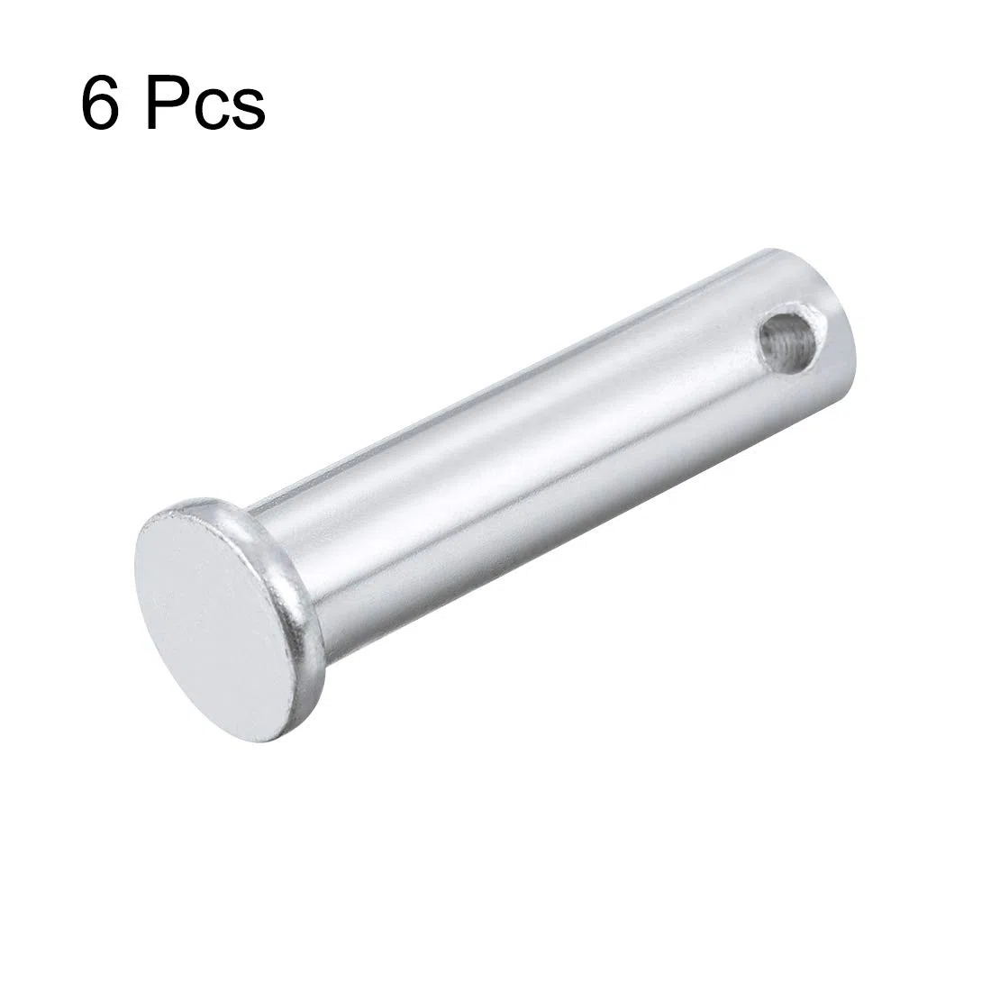 sourcing map 6 Stück Steckbolzen Einloch Gabelkopfstifte Flachkopf, 10mm X 40mm Splintstift Verzinkung Massiver Stahl Lochbolzen
