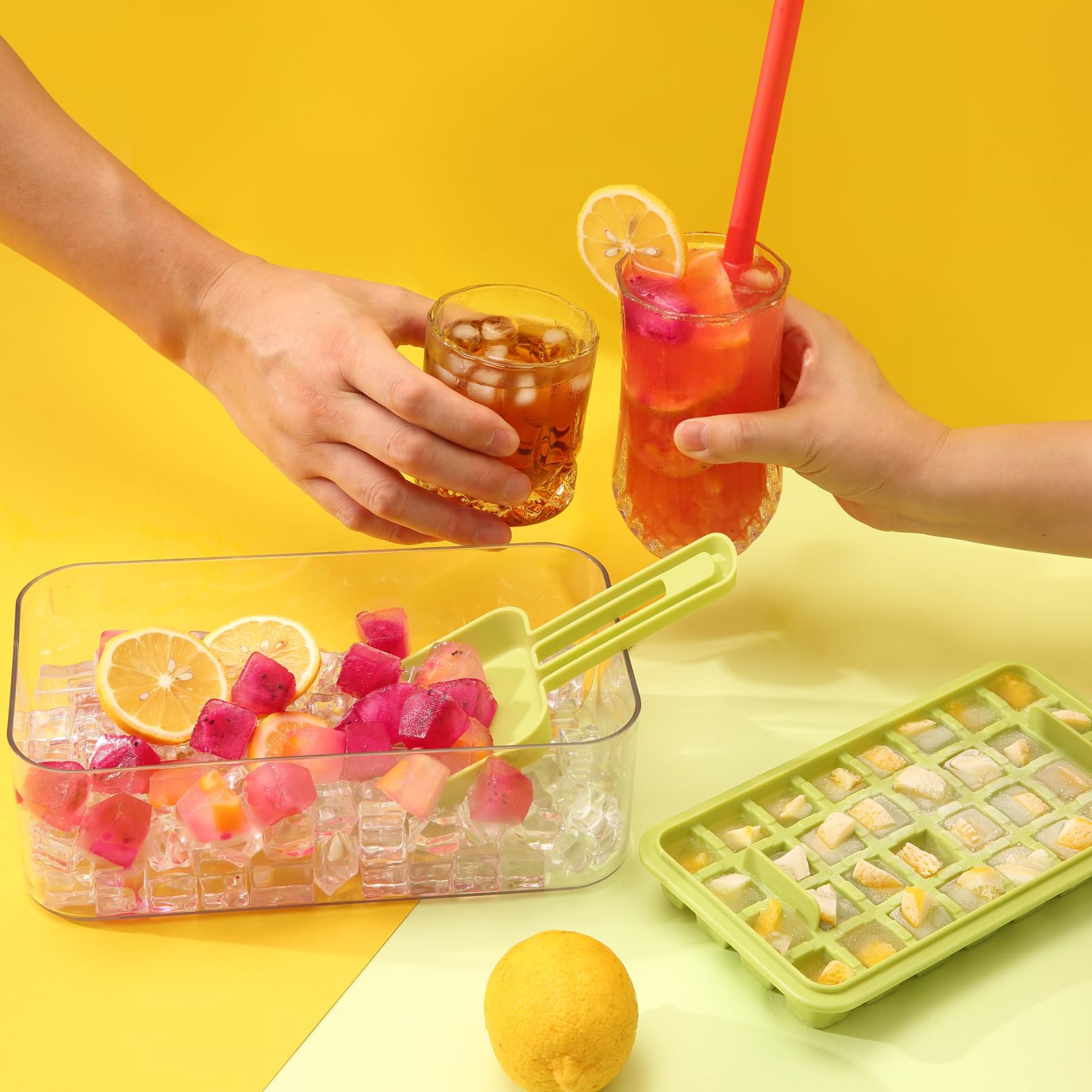 Elevated Ice Cube System with Storage & Scoop