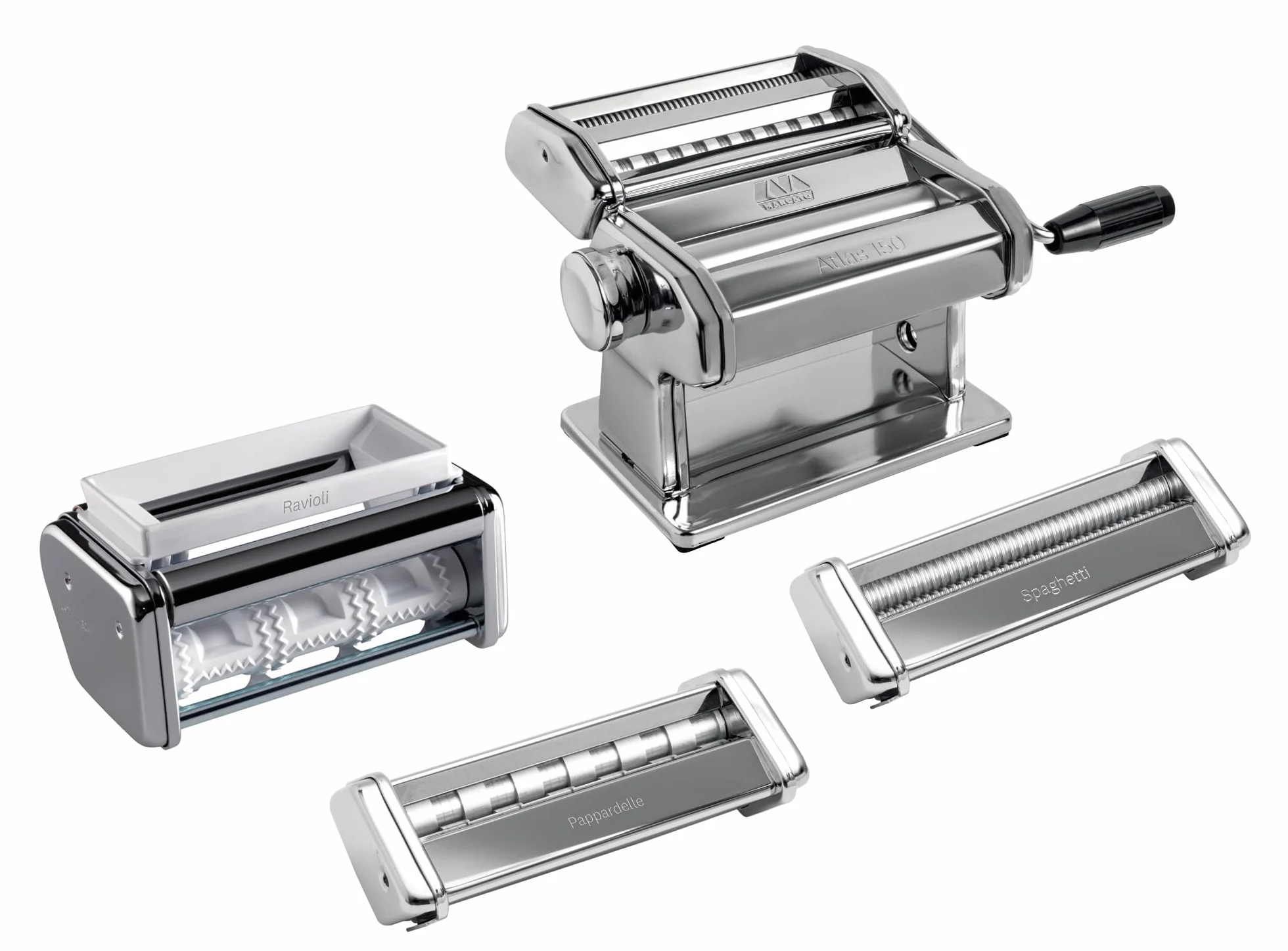 Marcato Multipaste Pasta Machines Set, Chrome Steel, Various Pasta Sizes, 20 x 20 x 15 cm, Easy to Use