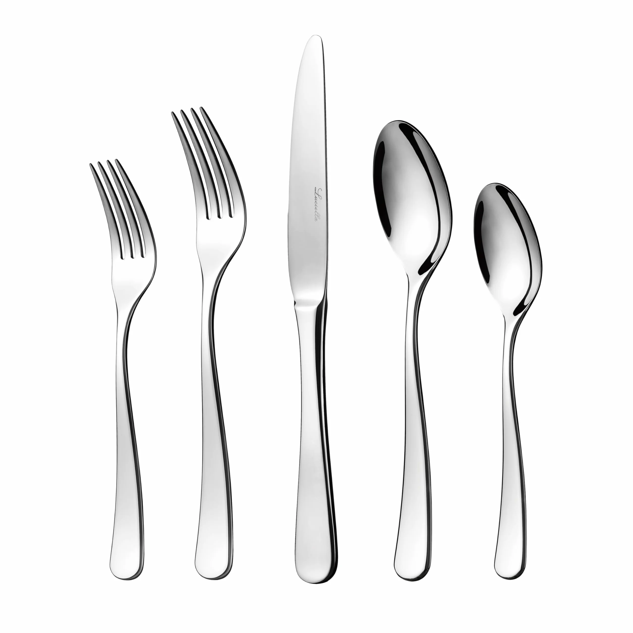 LUCIELLA 65-Piece Premium 18/10 Forged Silverware Set with serving utensils | Stainless Steel Flatware Set, Dishwasher Safe, Service for 12, Forks & Spoons, Gift-ready Packaging for Housewarming (Tropea)
