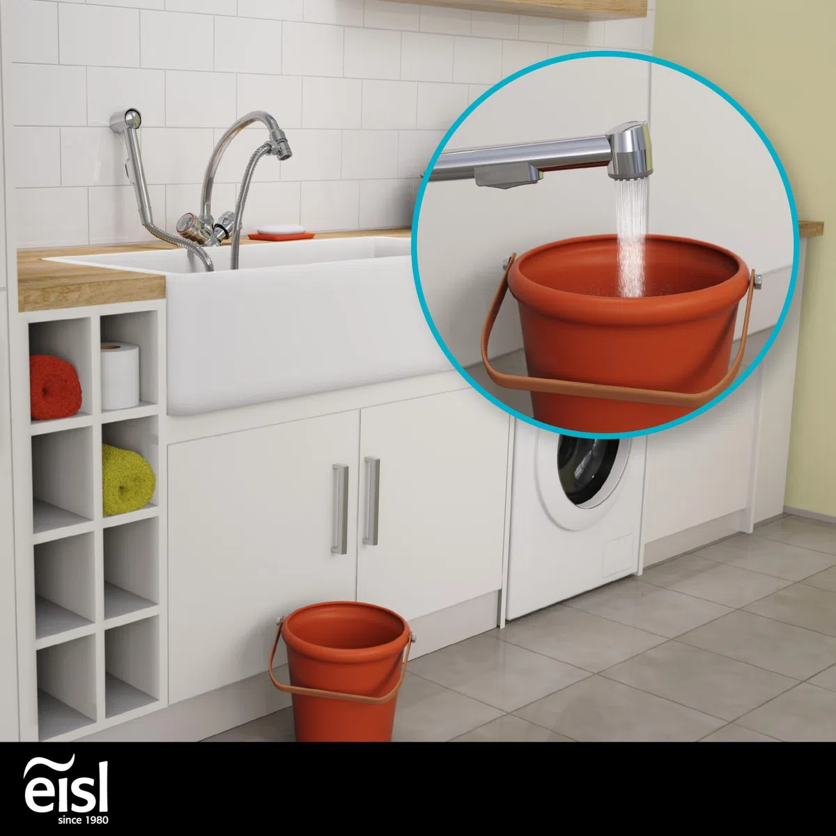 EISL DX25 Waschbeckenbrause, Handbrause für Küche, Bad, Waschküche oder Werkstatt, Waschbeckendusche, ideal zum Nachrüsten, Set mit Schlauch (150mm) und Adapter, Toilettenbrause, Chrom
