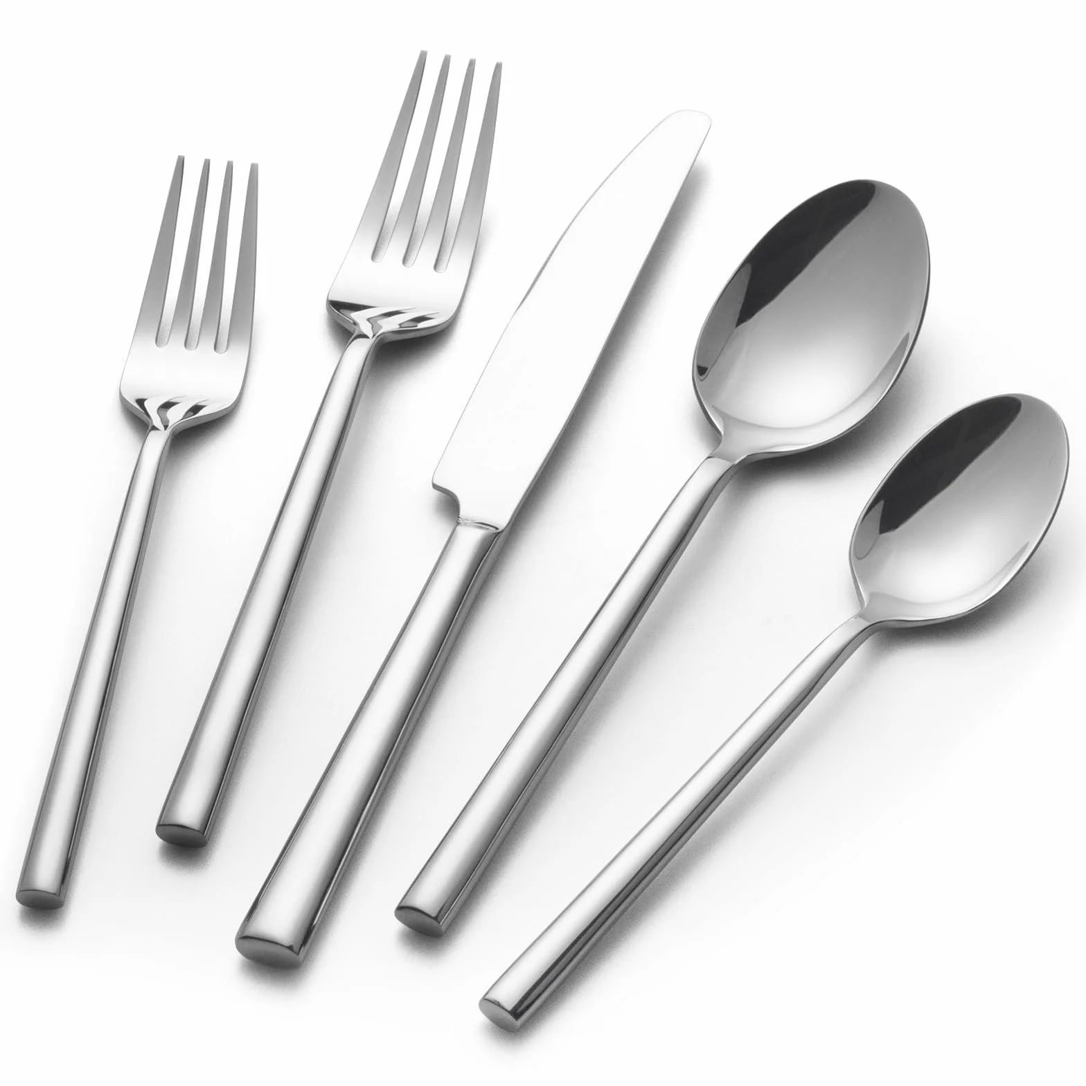 Alata Potter 60-Piece Forged Silverware Set Stainless Steel Flatware Set Cutlery Set, Service for 12, Mirror Finish, Dishwasher Safe