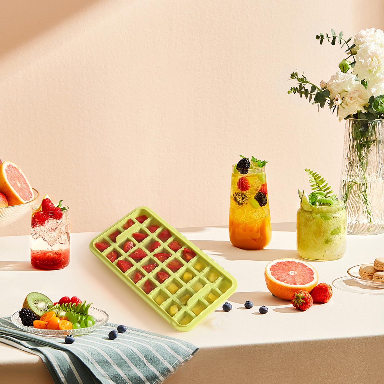 Elevated Ice Cube System with Storage & Scoop