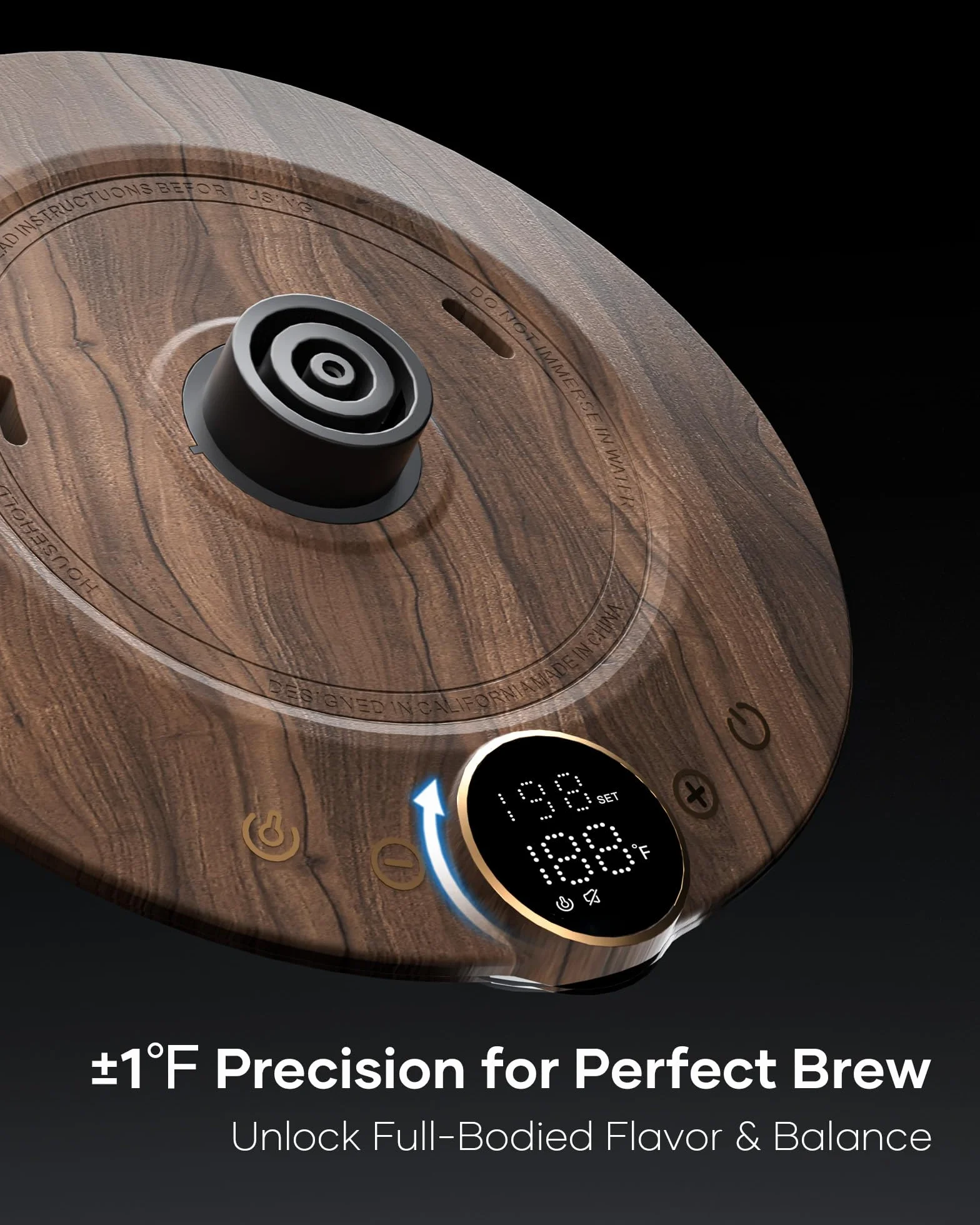 Gooseneck Electric Kettle, ±1°F Precise Temperature Control, 1500W Fast Heating, Pour Over Coffee & Tea Kettle with Brew Timer & Keep Warm, Stainless Steel, 0.9L (Rainforest)