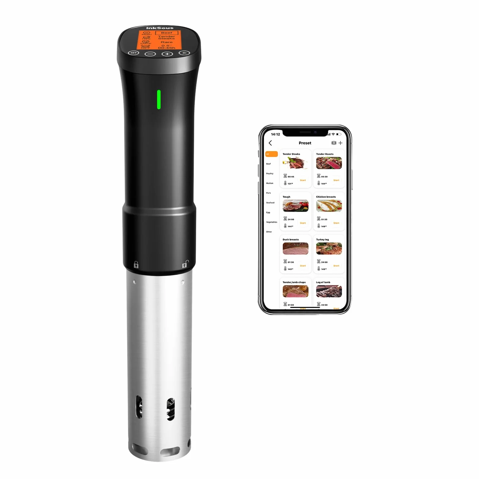 WiFi Sous Vide Cooker 2.4G, 1000W, APP Control, 1°F Accuracy | Sous Vide Machine ISSV-200-W with 18 Preset Recipes, 100-Hour Timer, Temperature Calibration&Alarm, Ultra-Quiet Fast Heating