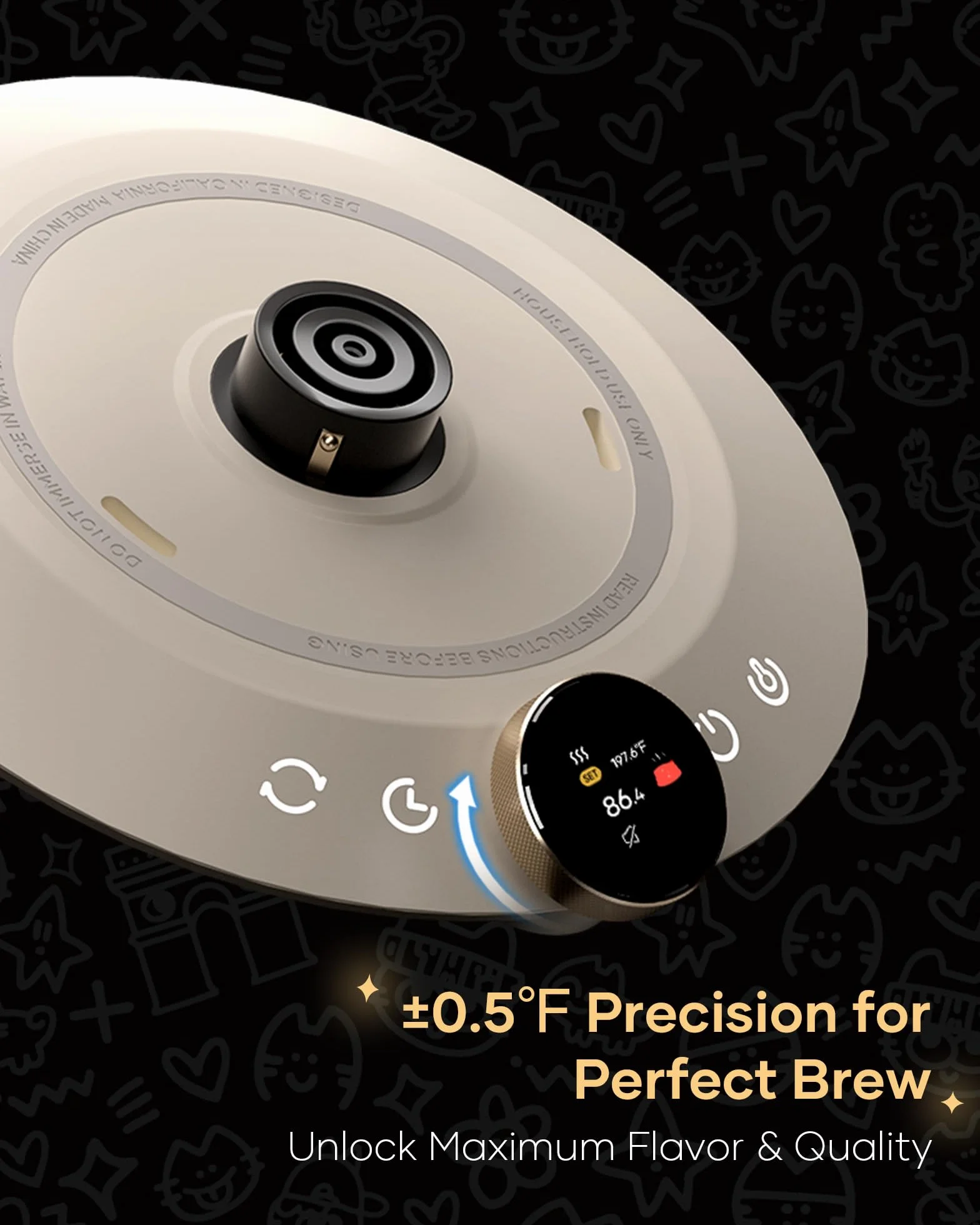 Gooseneck Electric Kettle, ±0.5°F Precision Temperature Control for Pour-over Coffee & Tea, 0.9L, Limited Artist Collaboration