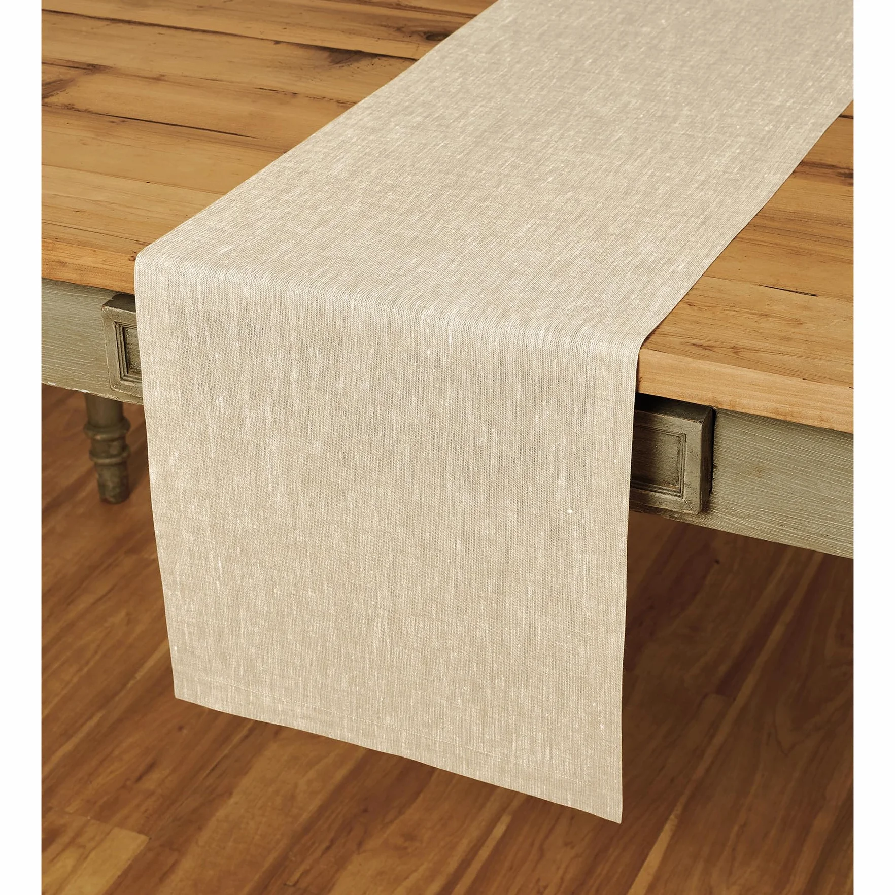 Solino Home 100% Pure Linen Table Runner Beige Long, Athena 14 x 156 in | Table Runners for dining, console and side tables, softly textured artisan woven finish, Champagne Beige, OEKO-TEX Certified