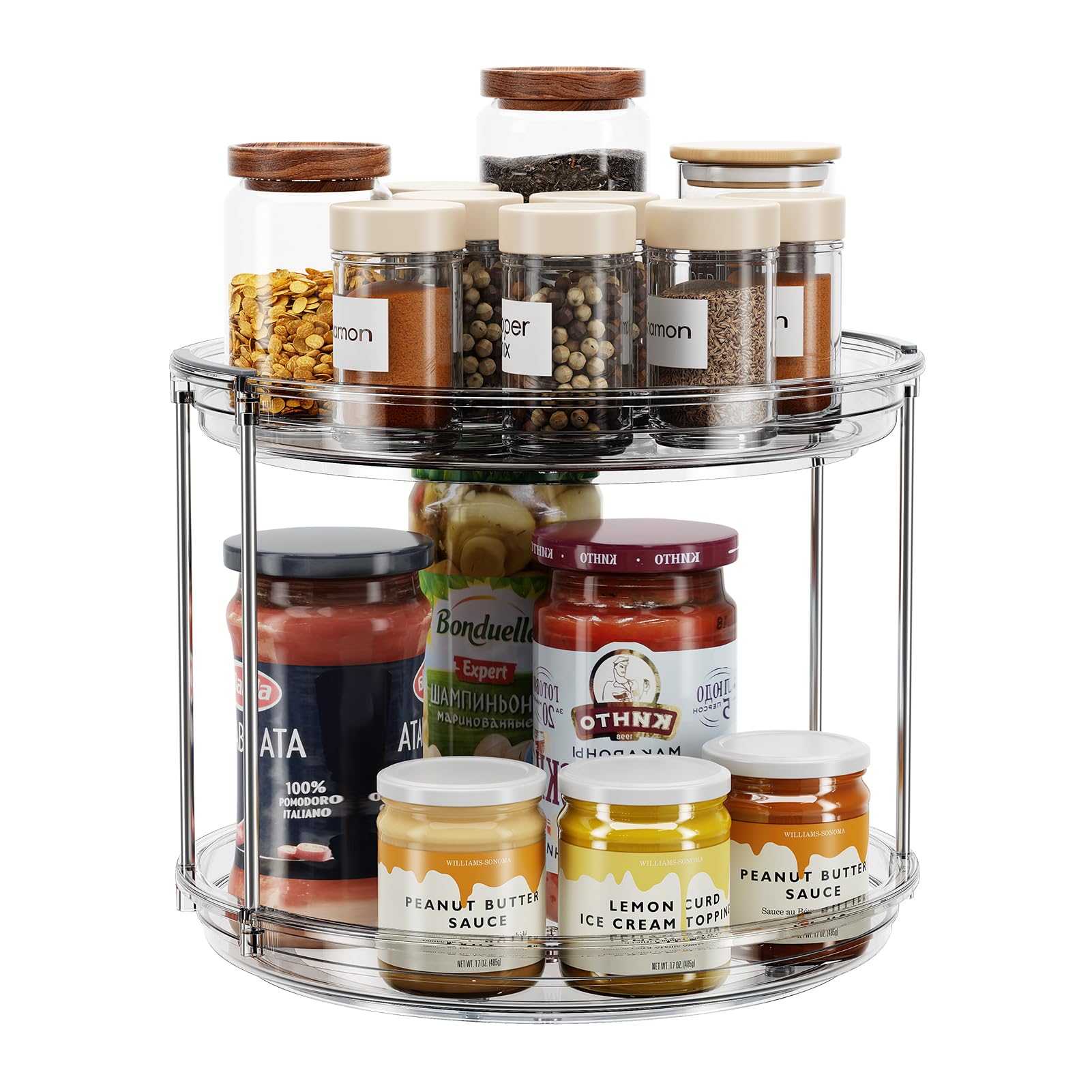Elegant Two-Tier Rotating Organizer, Grey