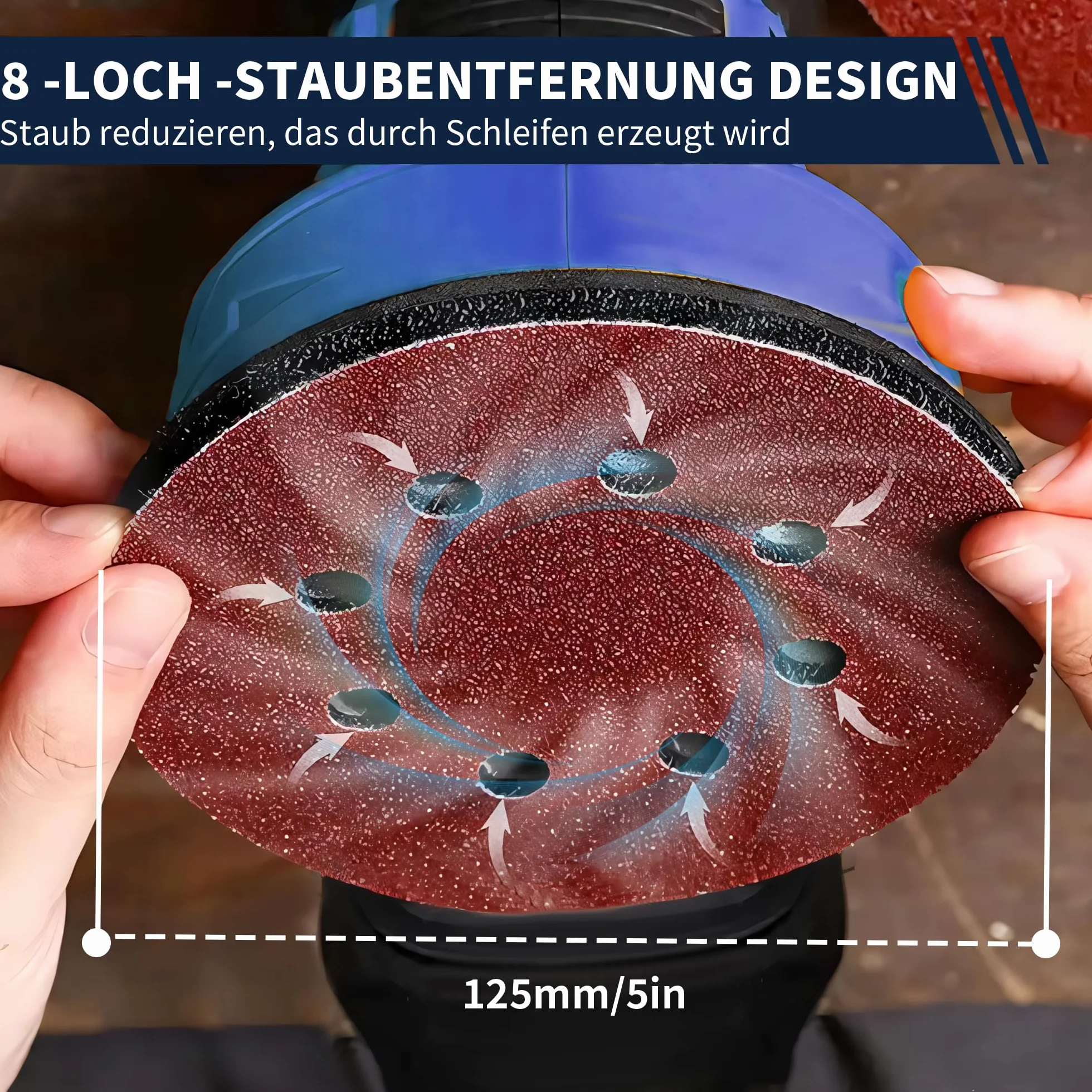 100 Stück Schleifpapier 125mm Klett, 5 in 8 Loch, Wandschleifer für Holz, Metall, Kunststoff, P40/60/320/400 x10, P80/120/180/240x15, Zubehör für Elektrowerkzeuge