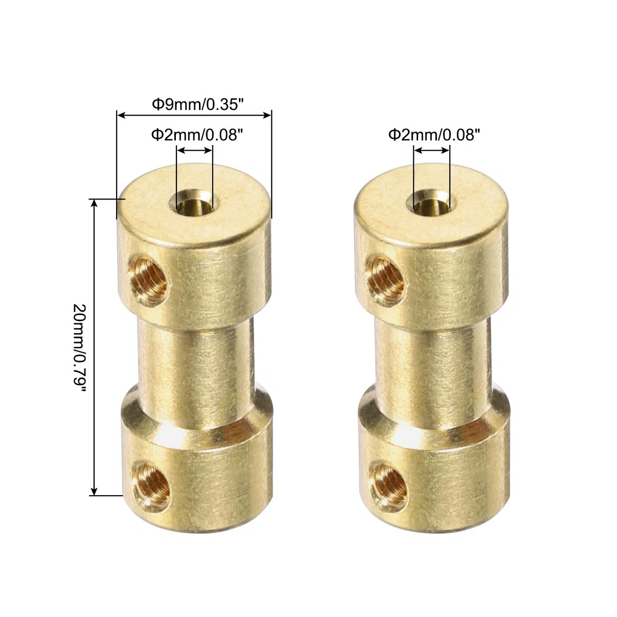 QUARKZMAN 12 Stück 2mm bis 2mm Messing Wellenkupplung Verbindungsstück mit Schrauben und Sechskantschlüssel Flexibler Motorwellenkupplung für Autoreifenwellenmotor