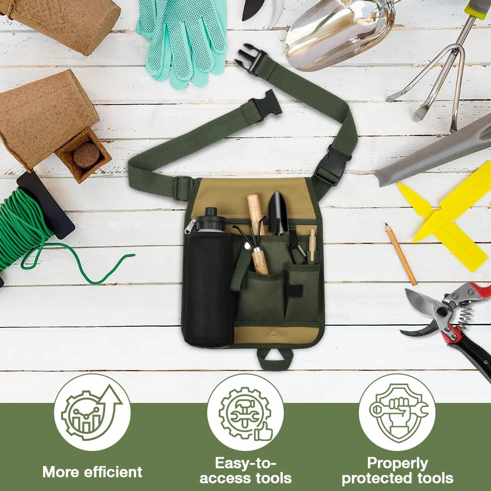 Gartenwerkzeuge Gürteltasche mit 6 Taschen, hochwertige Werkzeuggürtel, Herren Verstellbare Kinder Werkzeugtasche Gürtel, Gartengeräte-Speicher-Beutel, Oxford Werkzeug Gürteltasche,28 * 23cm
