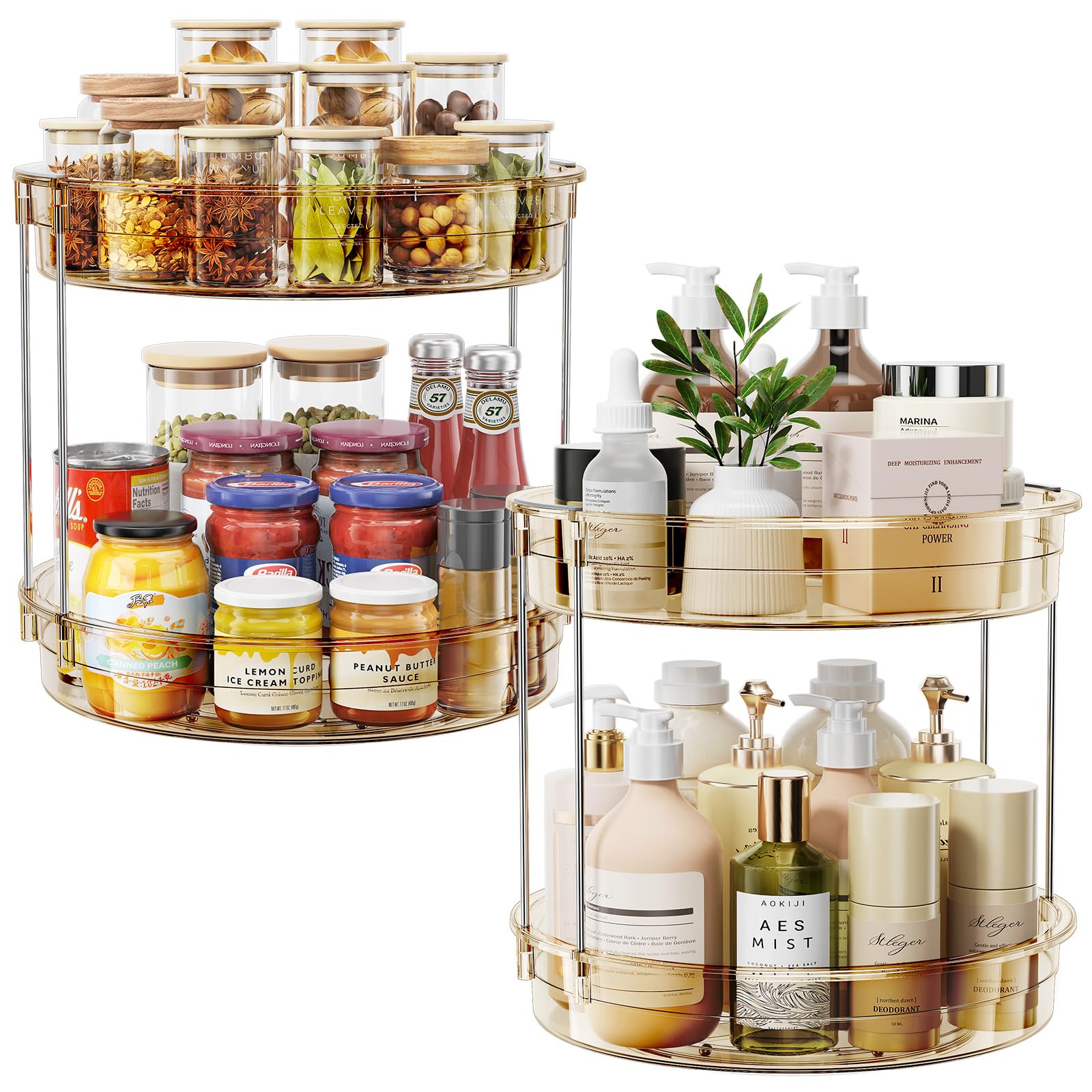 Elegant Two-Tier Rotating Organizer, Grey
