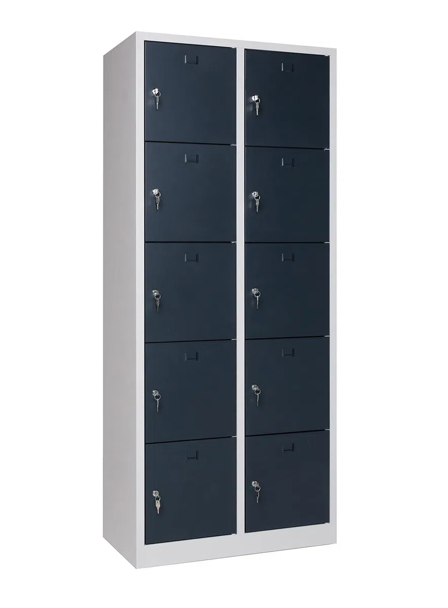 furni24 Schließfachschrank 10 Türen 190x80x45cm Schließfach Wertfachschrank Personalschrank Wertfach Spind anthrazitgrau RAL 7016 **fertig montiert** Verschiedene Ausführungen