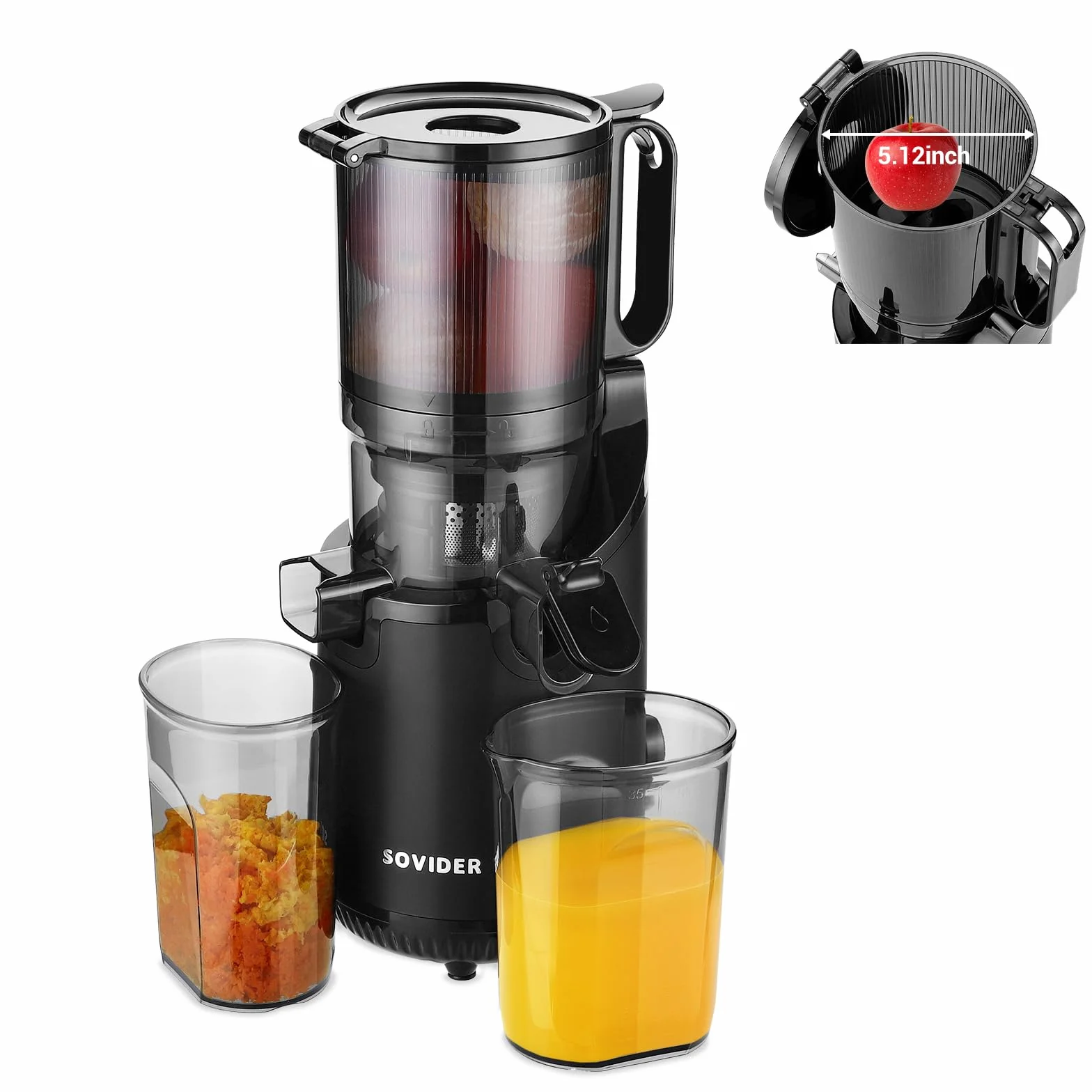 Cold Press Juicer Machine-Compact Juicer Machines Up to 92% Juice Yield 5.3" Wide Chute for High Nutrient Fruits Vegetables,Slow Masticating Juicer Easy Clean with Brush Pulp Measuring Cup Reverse