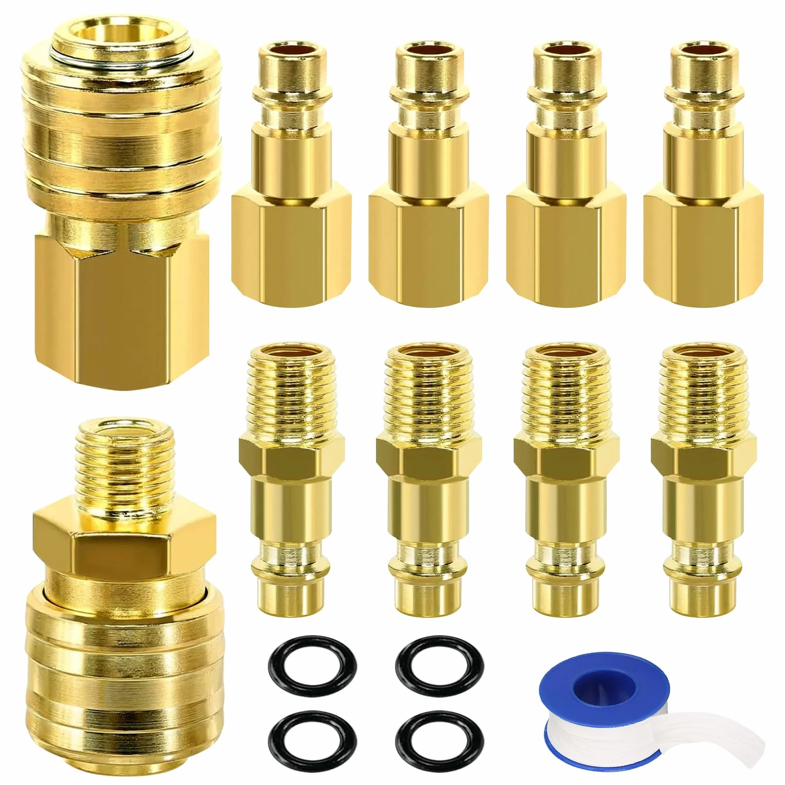 15 Stück Euro Druckluftkupplung 1/4 Zoll Druckluft Kupplungen Druckluft Adapter, 1/4" BSP SchnellkupplungDruckluft-anschluss, Schnellkupplungen mit Gewinde für Luftleitung Schlauch Kompressor