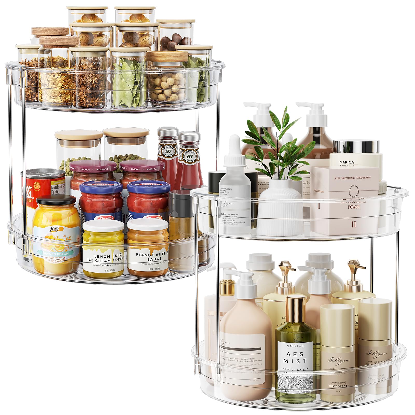 Elegant Two-Tier Rotating Organizer, Grey