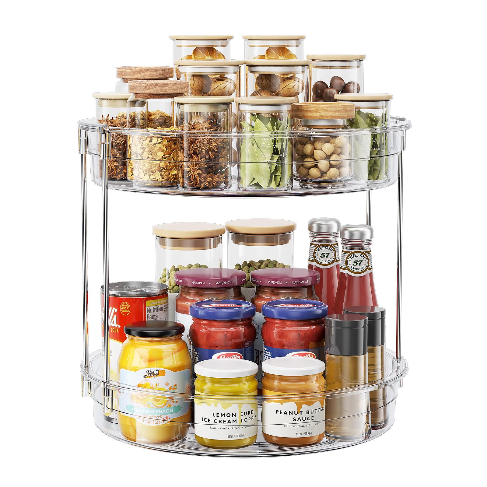 Elegant Two-Tier Rotating Organizer, Grey