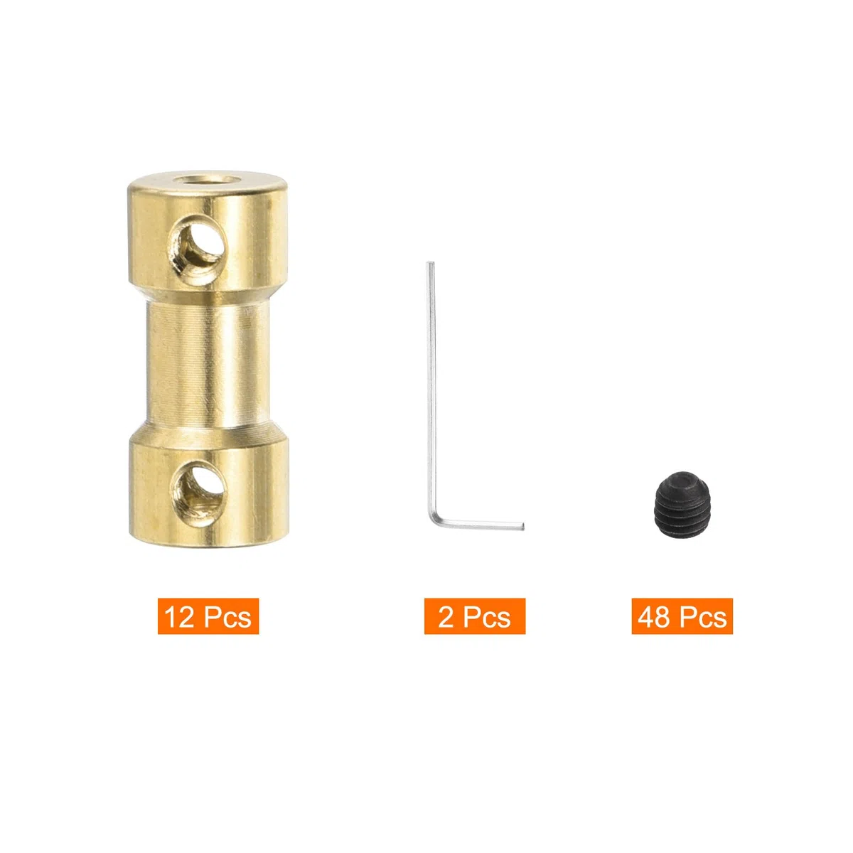 QUARKZMAN 12 Stück 2mm bis 2mm Messing Wellenkupplung Verbindungsstück mit Schrauben und Sechskantschlüssel Flexibler Motorwellenkupplung für Autoreifenwellenmotor