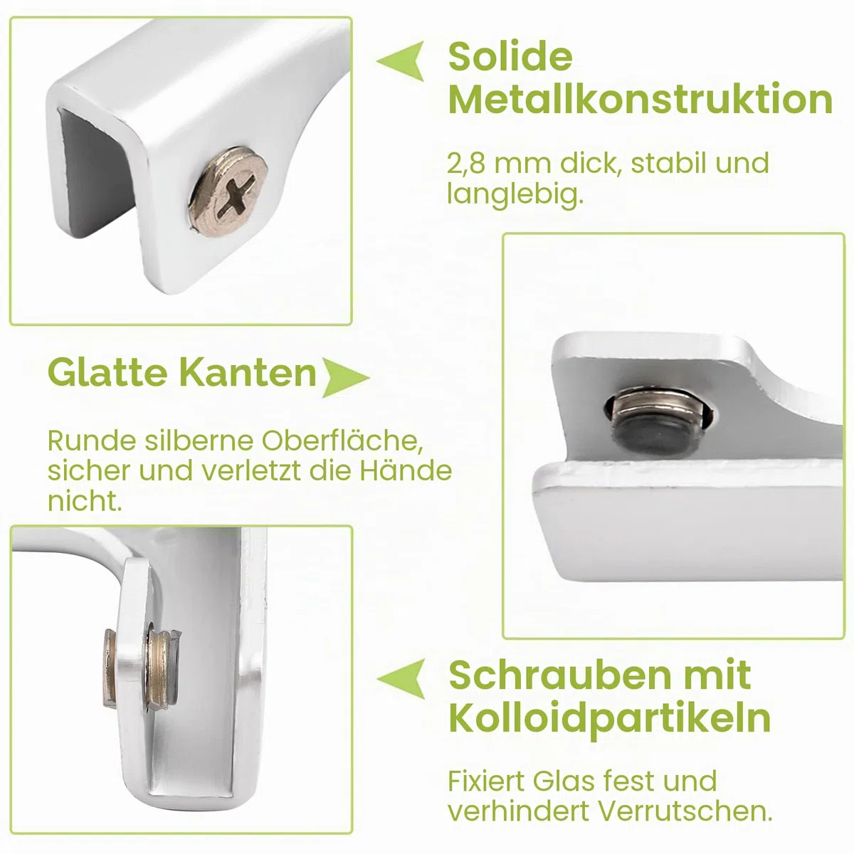 Aluminiumlegierung Glasklemme, 4 Stück, 90 Grad Einstellbar für Aquarien, Glas-Windschutz, Glas-Vitrine, 4-7 mm Dicke