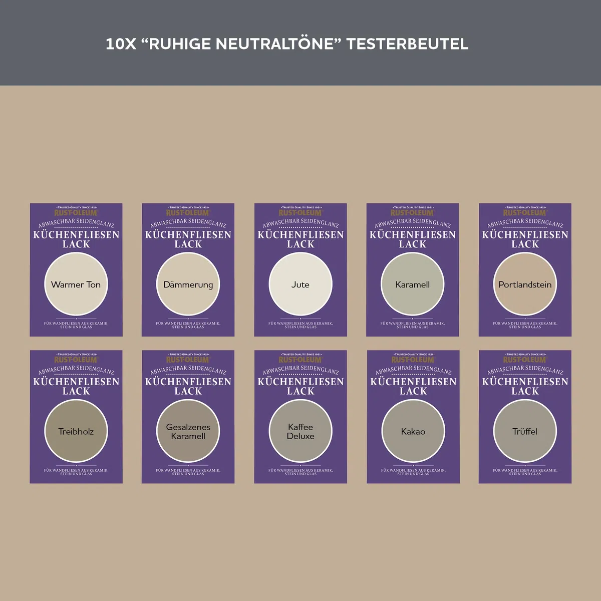 Rust-Oleum Küchenfliesen Testerbox - Ruhige Neutraltöne - Seidenglanz