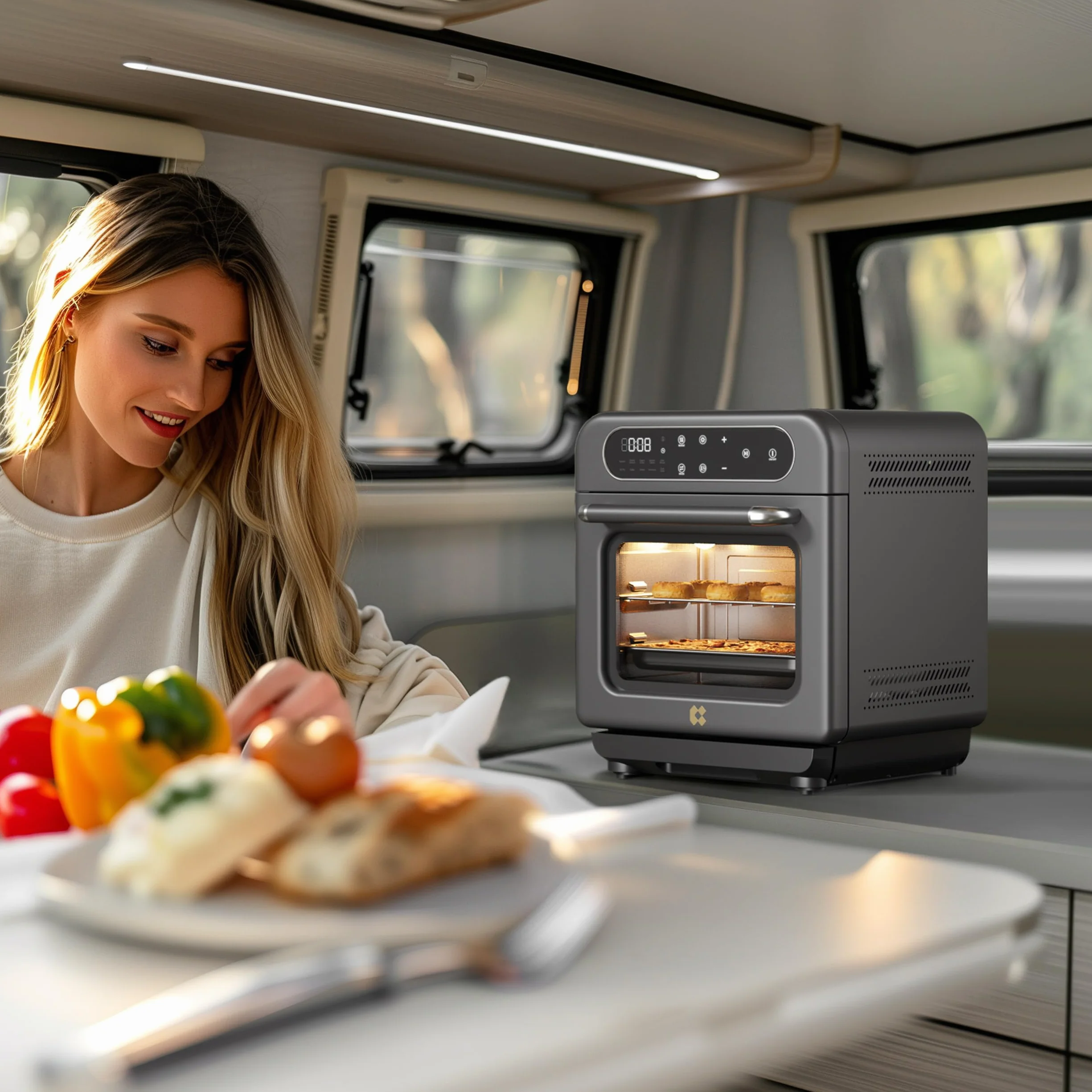 8-in-1 Countertop Steam Oven with Air Fryer, 13QT Mini Toaster Oven | Convection Toaster Oven | Rapid Steam, Steam Bake, Air Fry, Dehydrate & Ferment, 85–430°F, 12-Hour Timer, Steam Clean