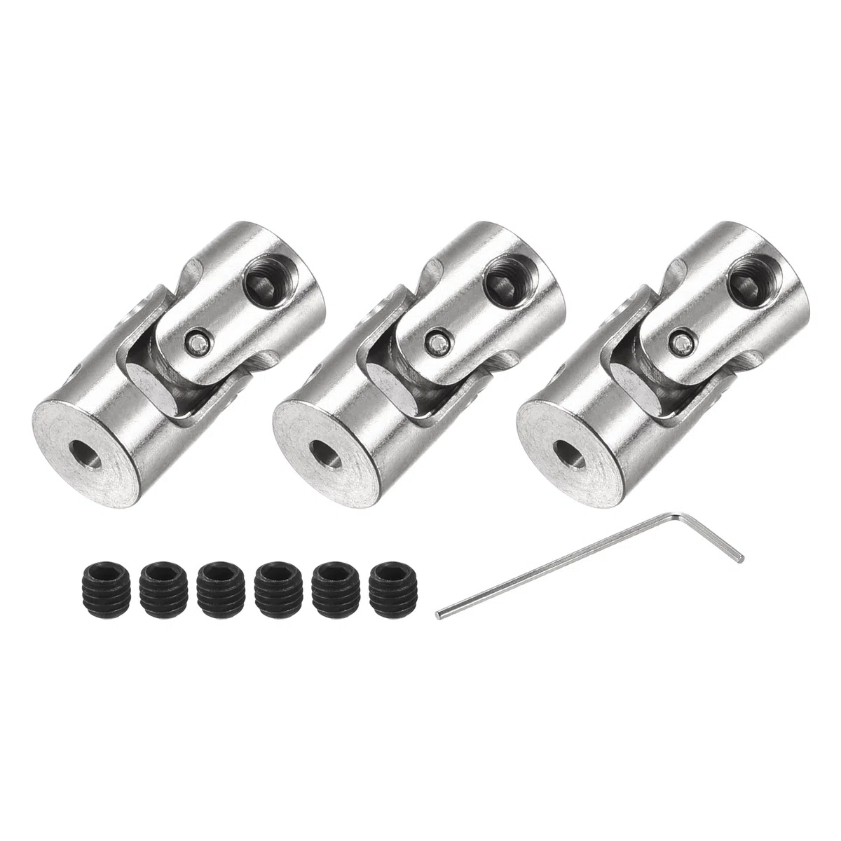 sourcing map 3 Stück Drehbare Kreuzgelenk Wellenkupplung 2mm bis 2mm Innendurchm. L18 x D8 mit Schrauben und Schraubenschlüssel für RC Modell
