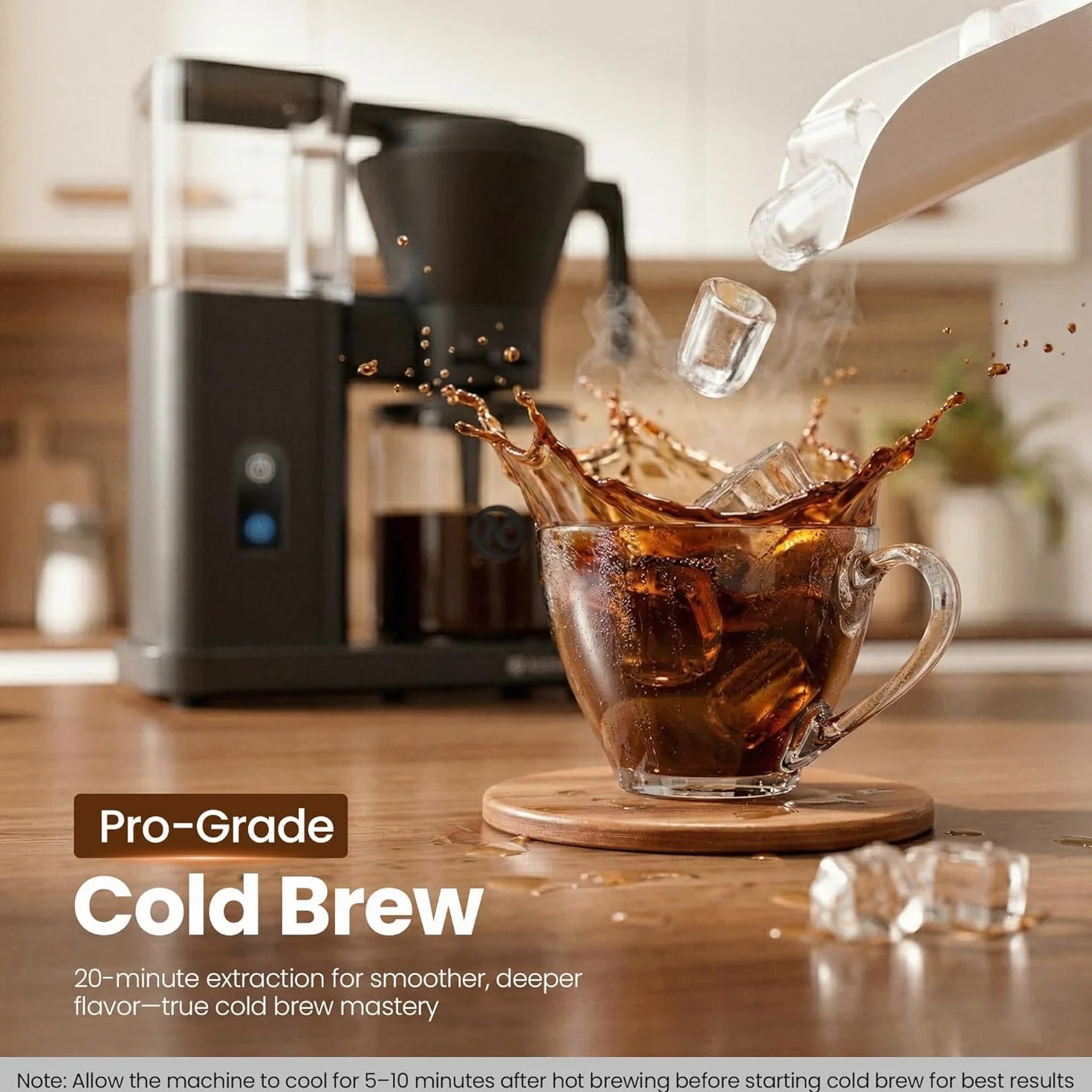 SCA-Certified 8-Cup Drip Coffee Maker with Pour-Over Control | 3-Second Heating at 197–205°F, Adjustable Flow, Removable 1.25L Water Tank, 20-Min Cold Brew and 40-Min Keep Warm