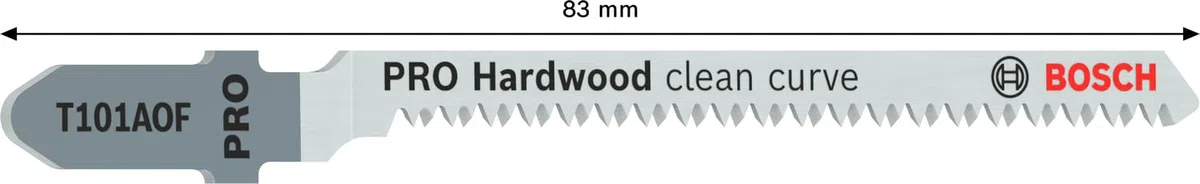 Bosch 5x PRO Hardwood clean T101AOF Stichsägeblatt für Kurvenschnitte (für Hartholz, Multiplexplatte, Länge 83 mm, Professional Zubehör Stichsäge)