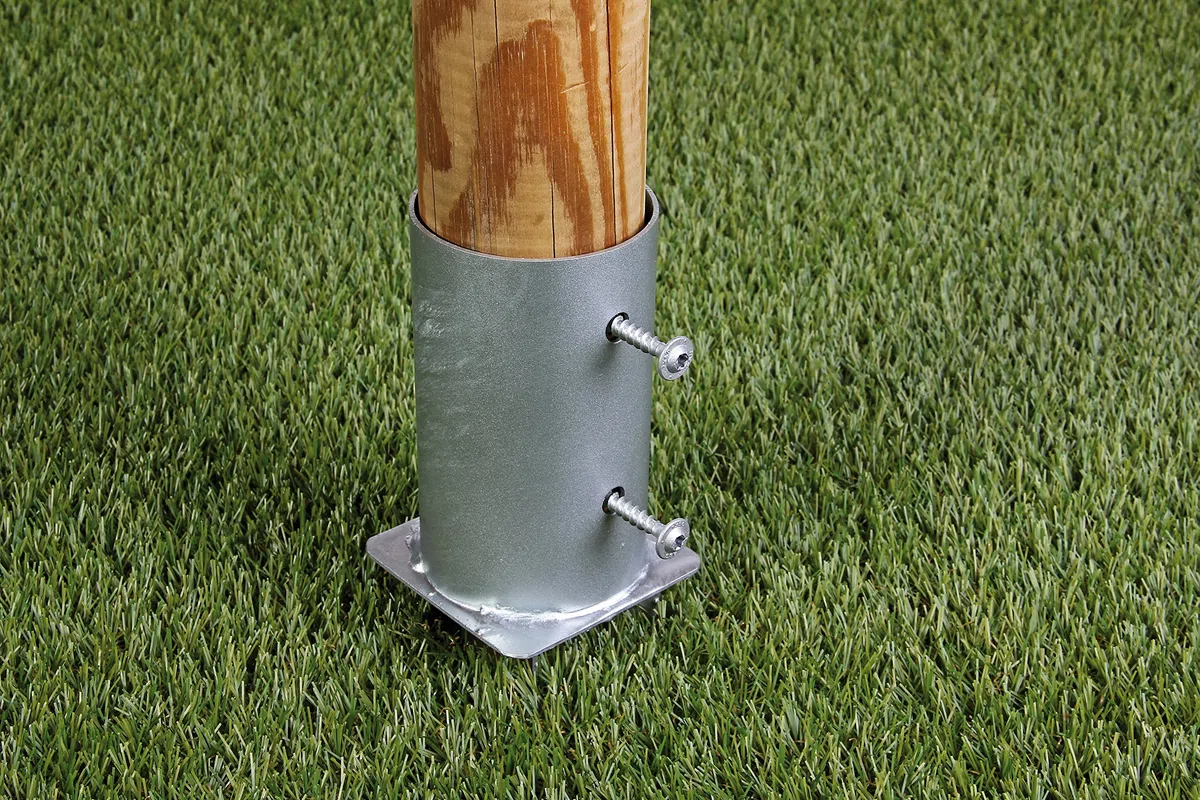 Alberts 211387 Einschlag-Bodenhülse | für Rundholzpfosten | feuerverzinkt | Ø81 mm | Gesamtlänge 600 mm