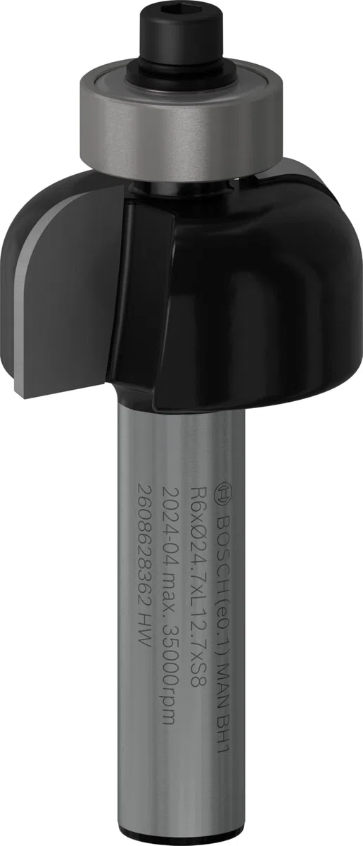 Bosch Professional Zubehör 2 608 628 362 Hohlkehlfräser 8 mm, R1 6 mm, D 24,7 mm, L13 mm, G 53 mm