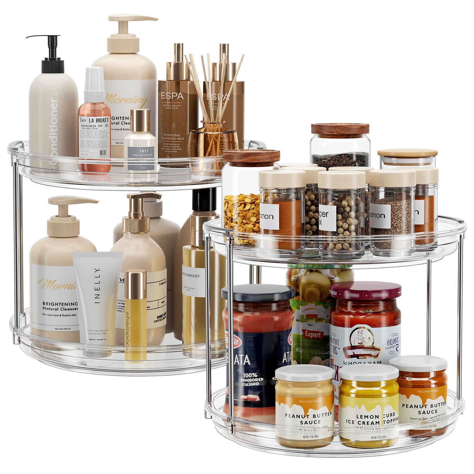 Elegant Two-Tier Rotating Organizer, Grey