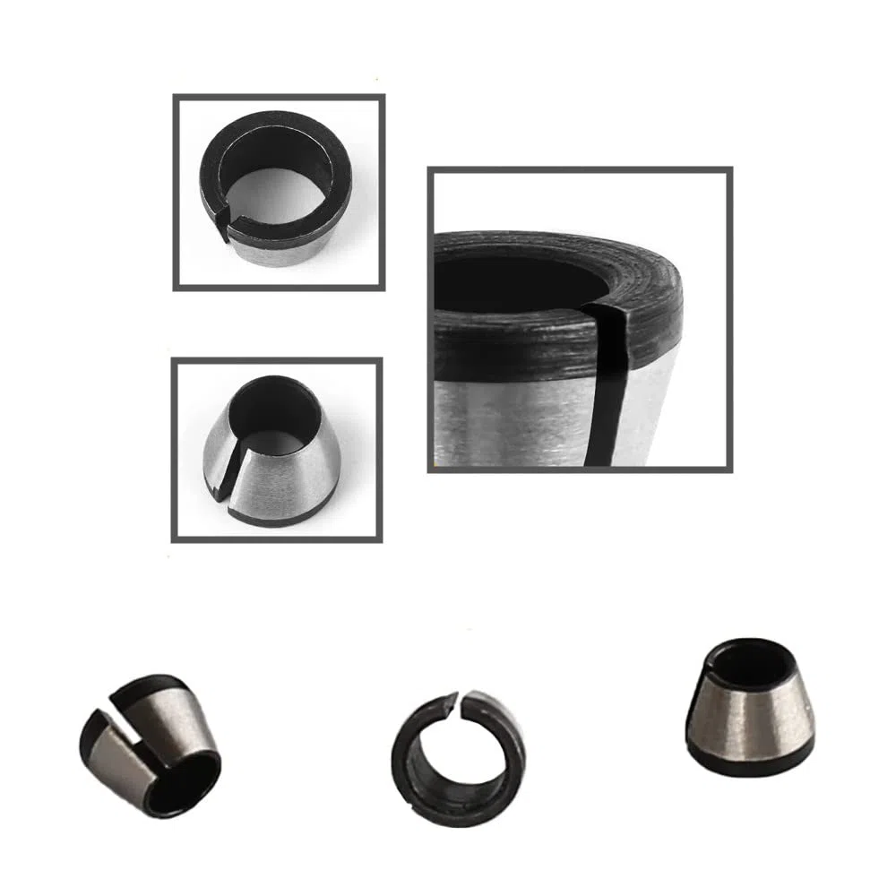 6 Stück Spannzangen Adapter, Adapter Legierung Spannzangen Ersatzteile für Trimmer Werkzeug Kohlenstoffstahlmaterial für Bakelit Fräsmaschinenteile (6/6,35 / 8mm)